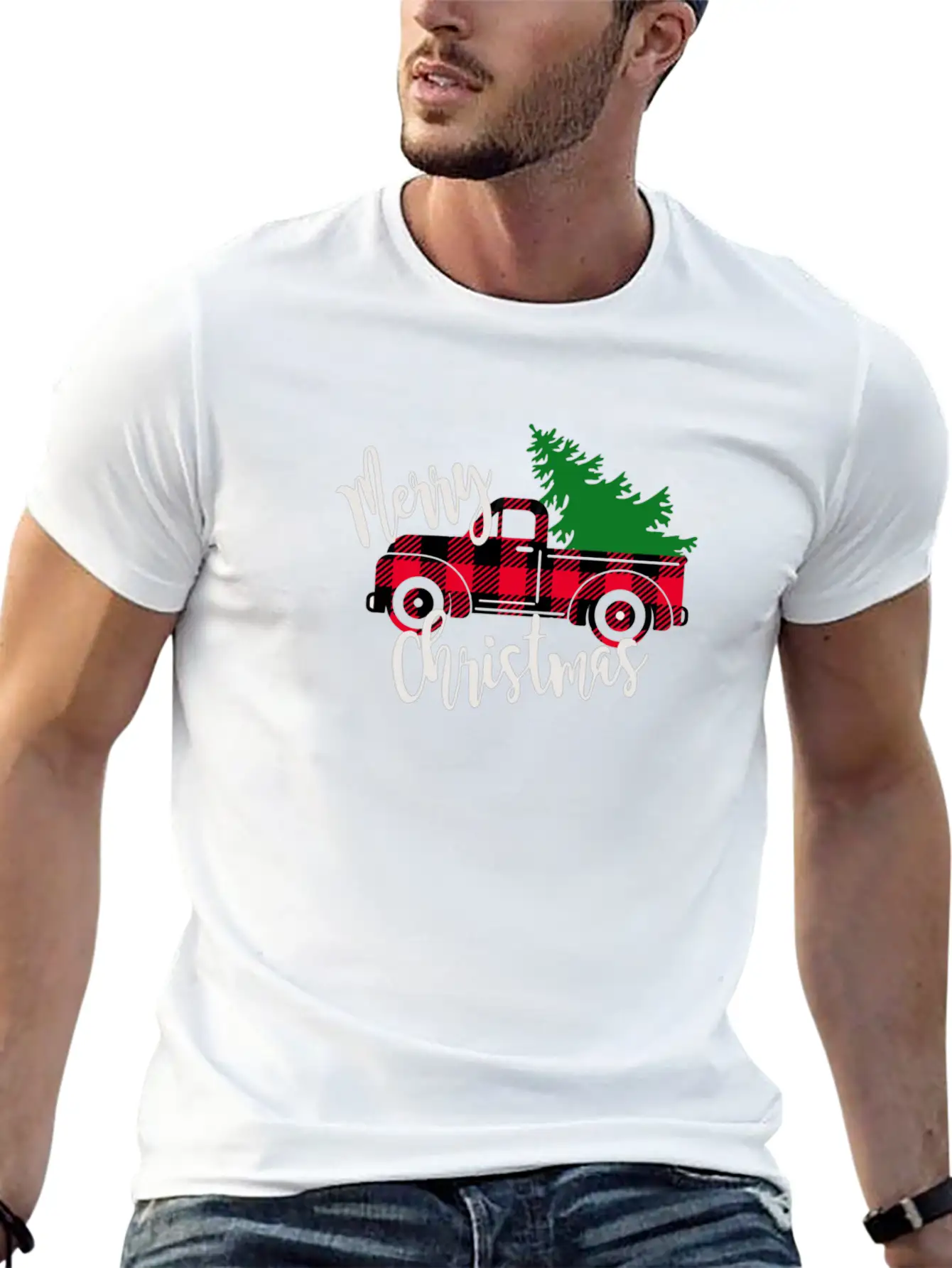 Buffalo Plaid Red Truck Christmas Tree Vintage Classic Fit Graphic Tee For Daily Comfort – Unisex Cotton Shirt