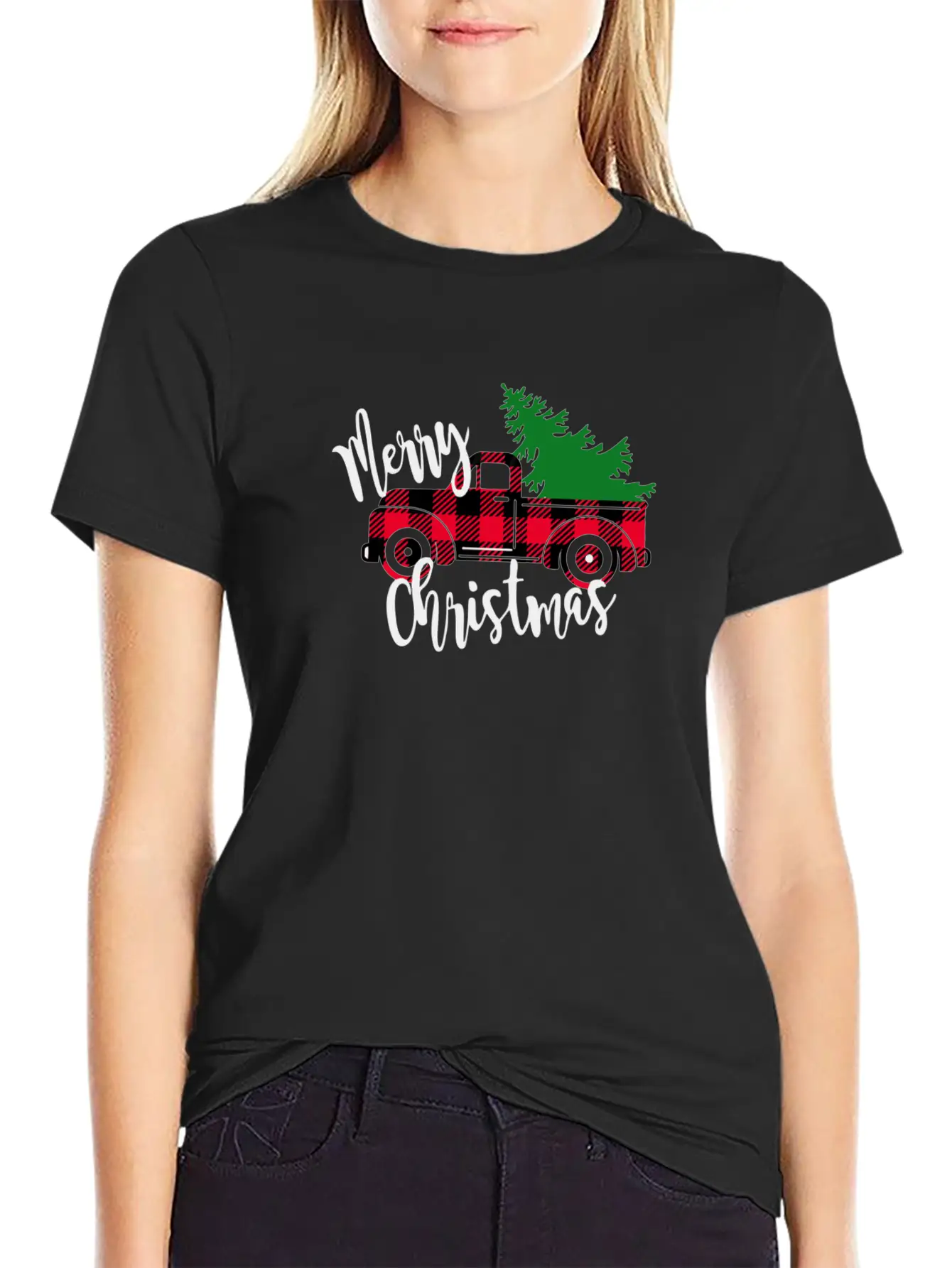 Buffalo Plaid Red Truck Christmas Tree Vintage Classic Fit Graphic Tee For Daily Comfort – Unisex Cotton Shirt