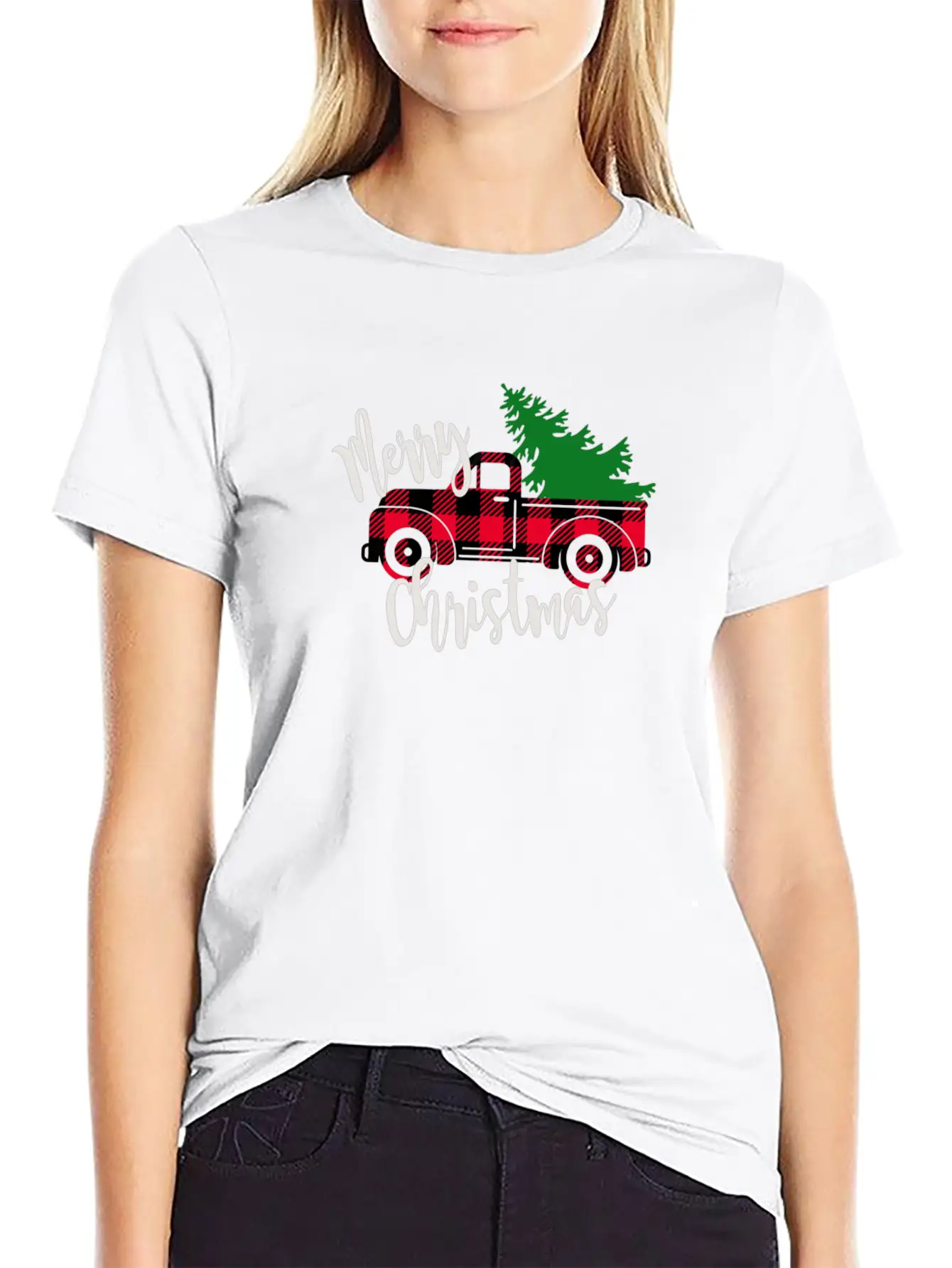 Buffalo Plaid Red Truck Christmas Tree Vintage Classic Fit Graphic Tee For Daily Comfort – Unisex Cotton Shirt