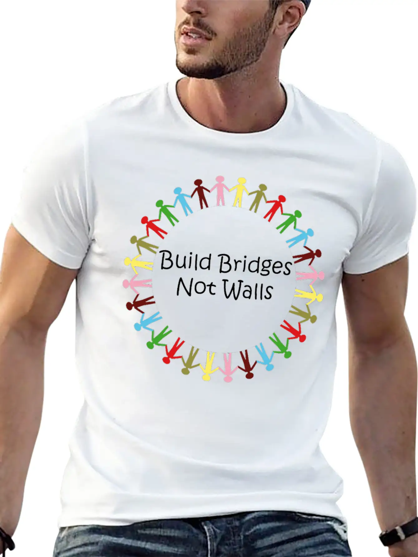 Build Bridges Not Walls Unisex Short Sleeve Soft Cotton T-Shirt – Casual Everyday Wear