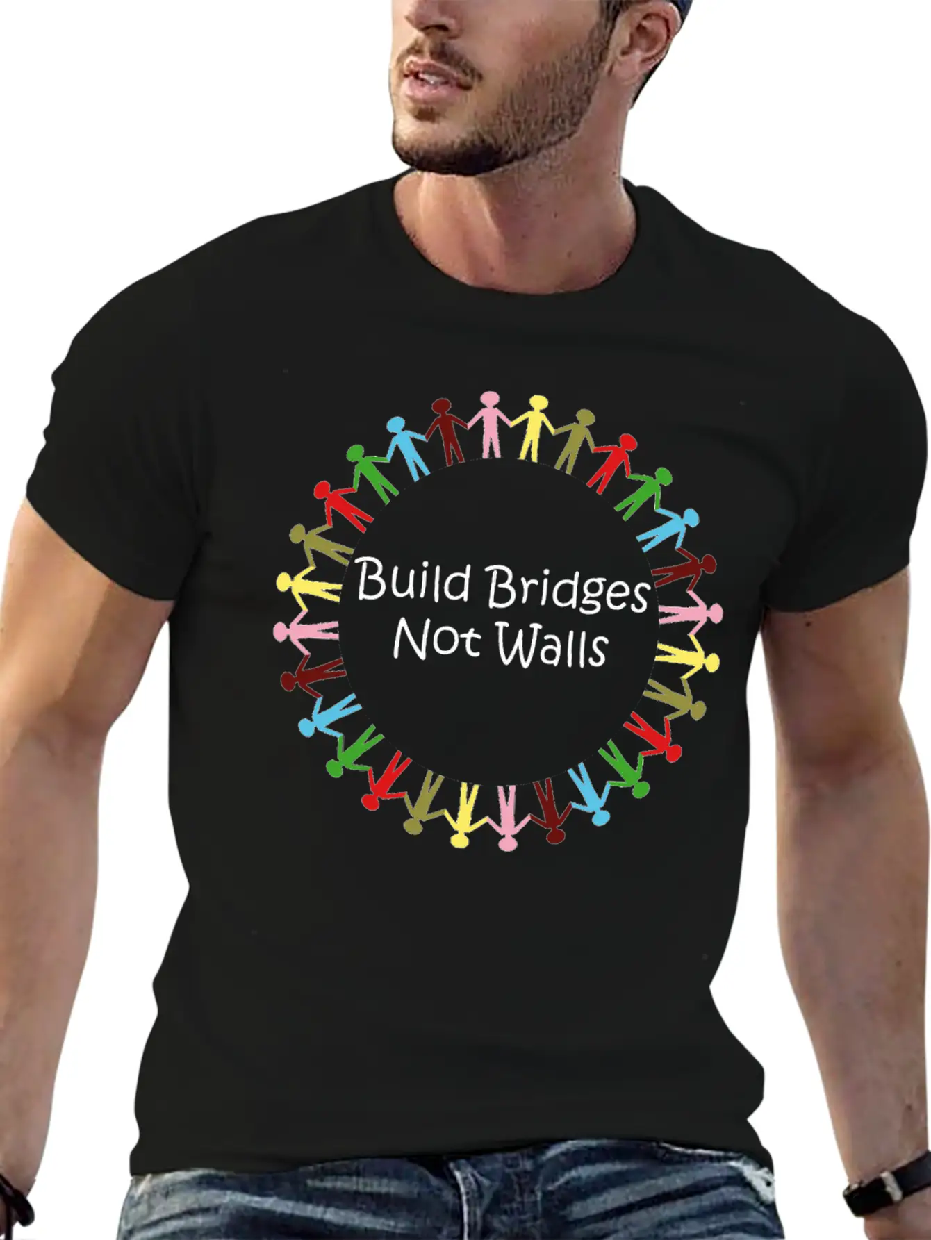 Build Bridges Not Walls Unisex Short Sleeve Soft Cotton T-Shirt – Casual Everyday Wear