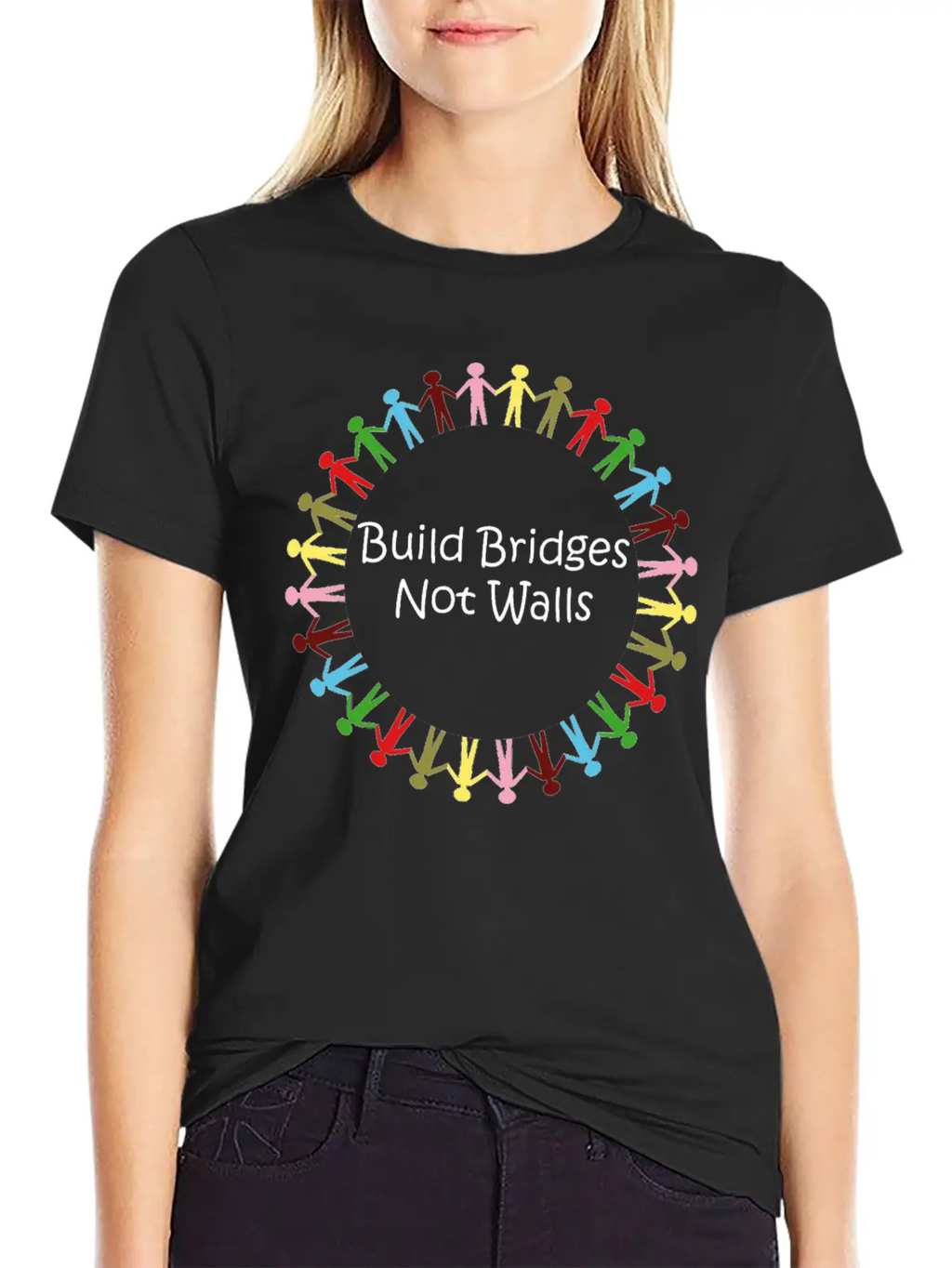 Build Bridges Not Walls Unisex Short Sleeve Soft Cotton T-Shirt – Casual Everyday Wear