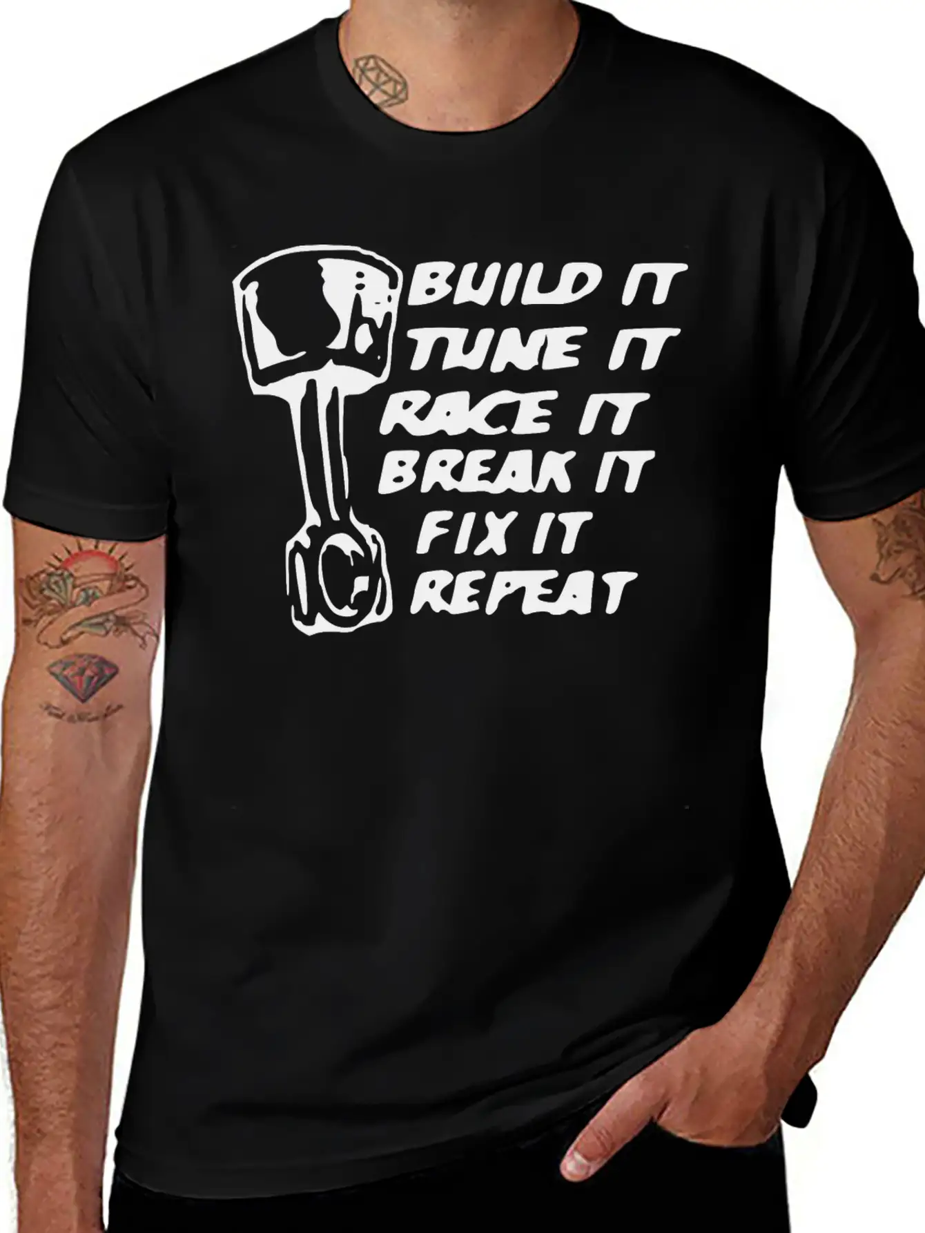 Build It Tune It Race It Break It Race Car Gift Unisex Casual T-Shirt – Clean Design For Daily Comfort