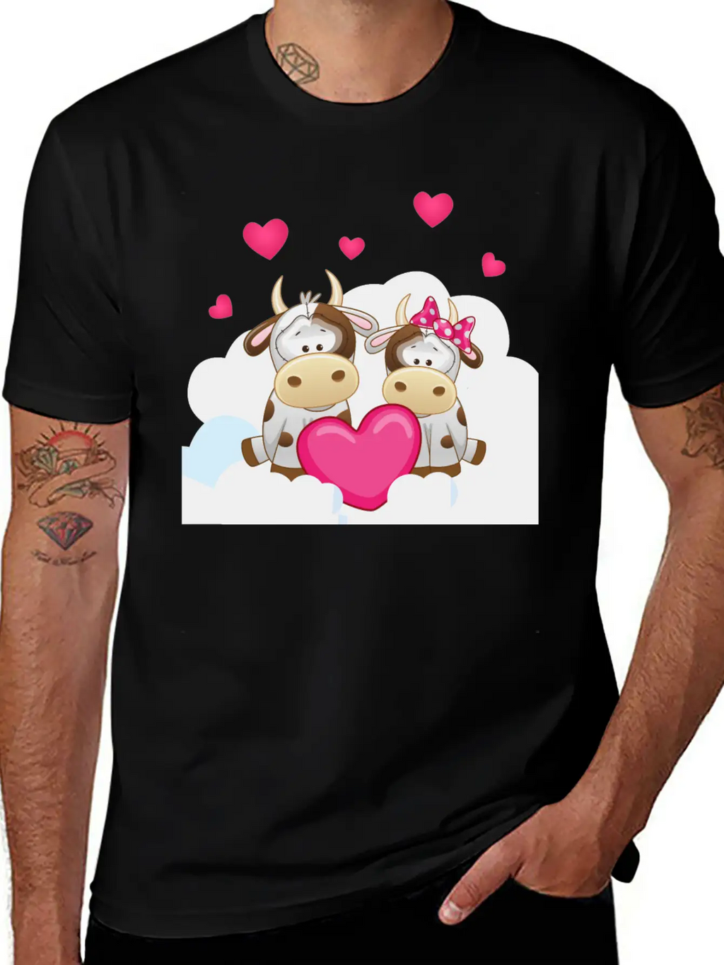 Bull Cow Love Cloud Heart Animals Breathable Soft Cotton T-Shirt – Timeless Casual Look