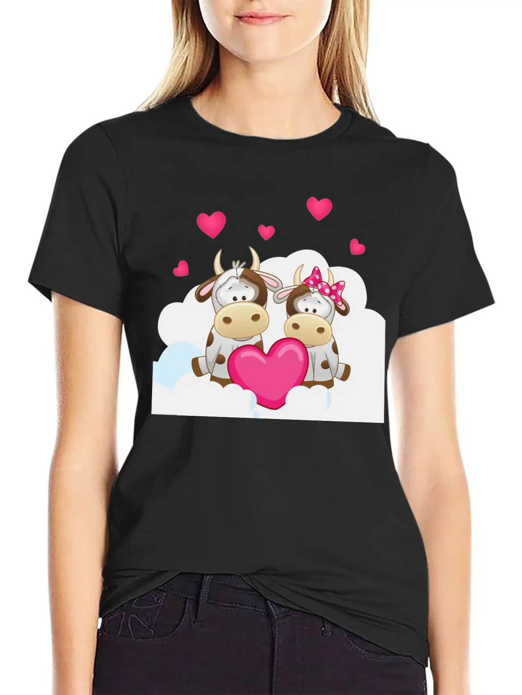 Bull Cow Love Cloud Heart Animals Breathable Soft Cotton T-Shirt – Timeless Casual Look