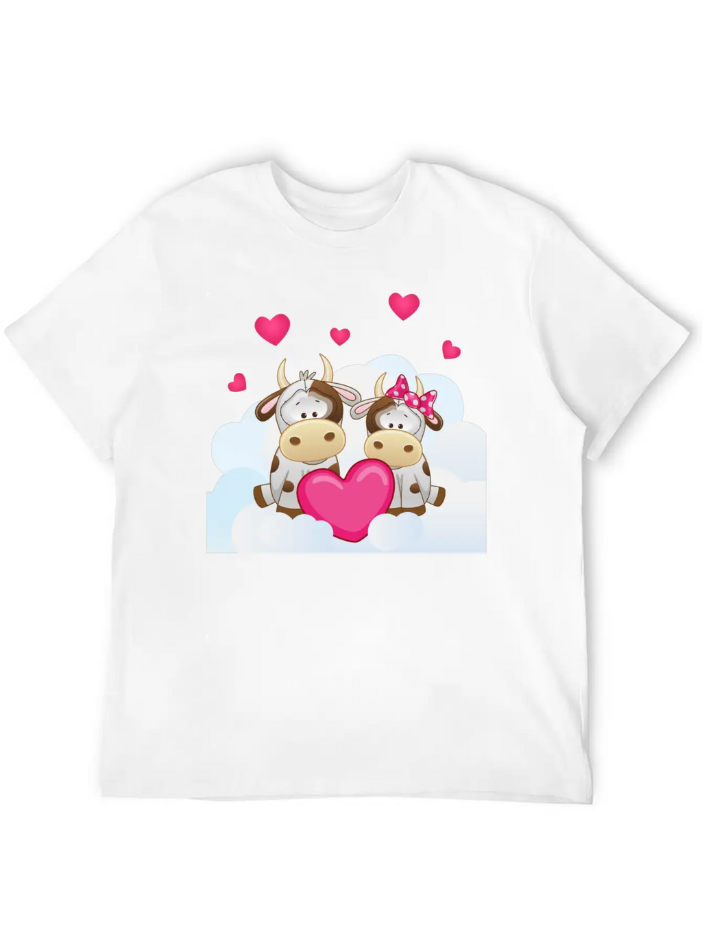 Bull Cow Love Cloud Heart Animals Breathable Soft Cotton T-Shirt – Timeless Casual Look