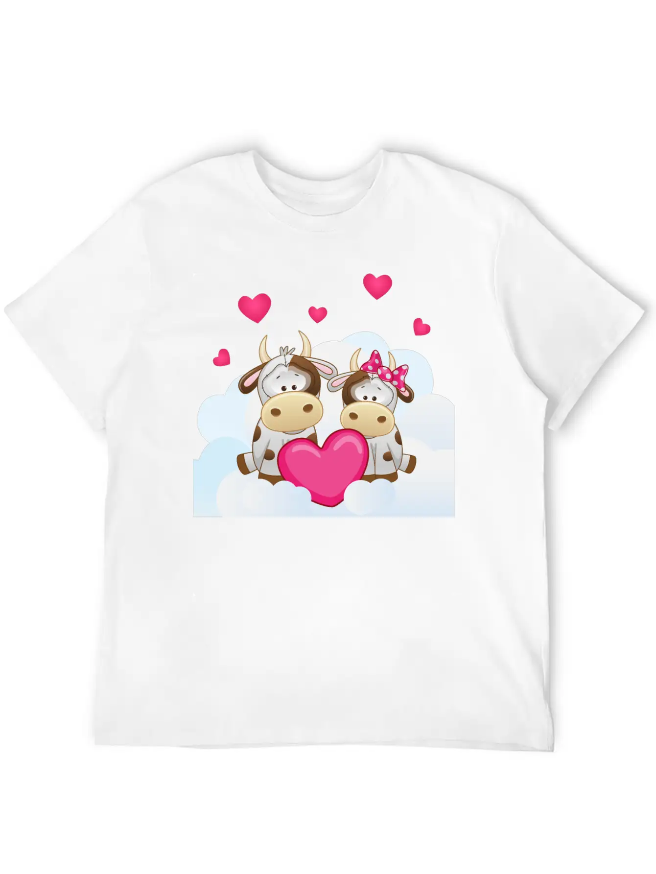 Bull Cow Love Cloud Heart Animals Breathable Soft Cotton T-Shirt – Timeless Casual Look