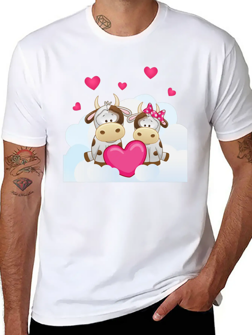 Bull Cow Love Cloud Heart Animals Breathable Soft Cotton T-Shirt – Timeless Casual Look