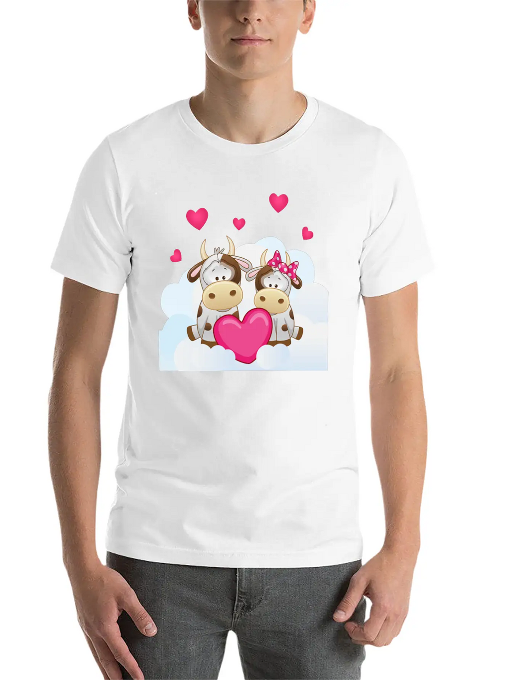 Bull Cow Love Cloud Heart Animals Breathable Soft Cotton T-Shirt – Timeless Casual Look