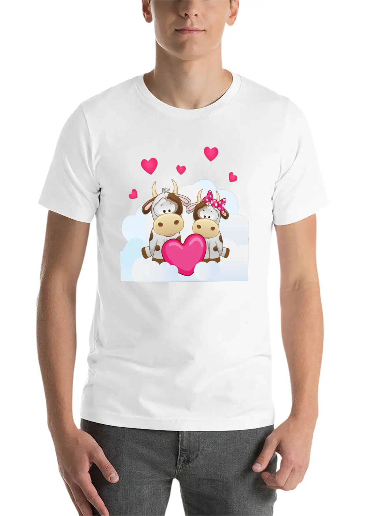 Bull Cow Love Cloud Heart Animals Breathable Soft Cotton T-Shirt – Timeless Casual Look