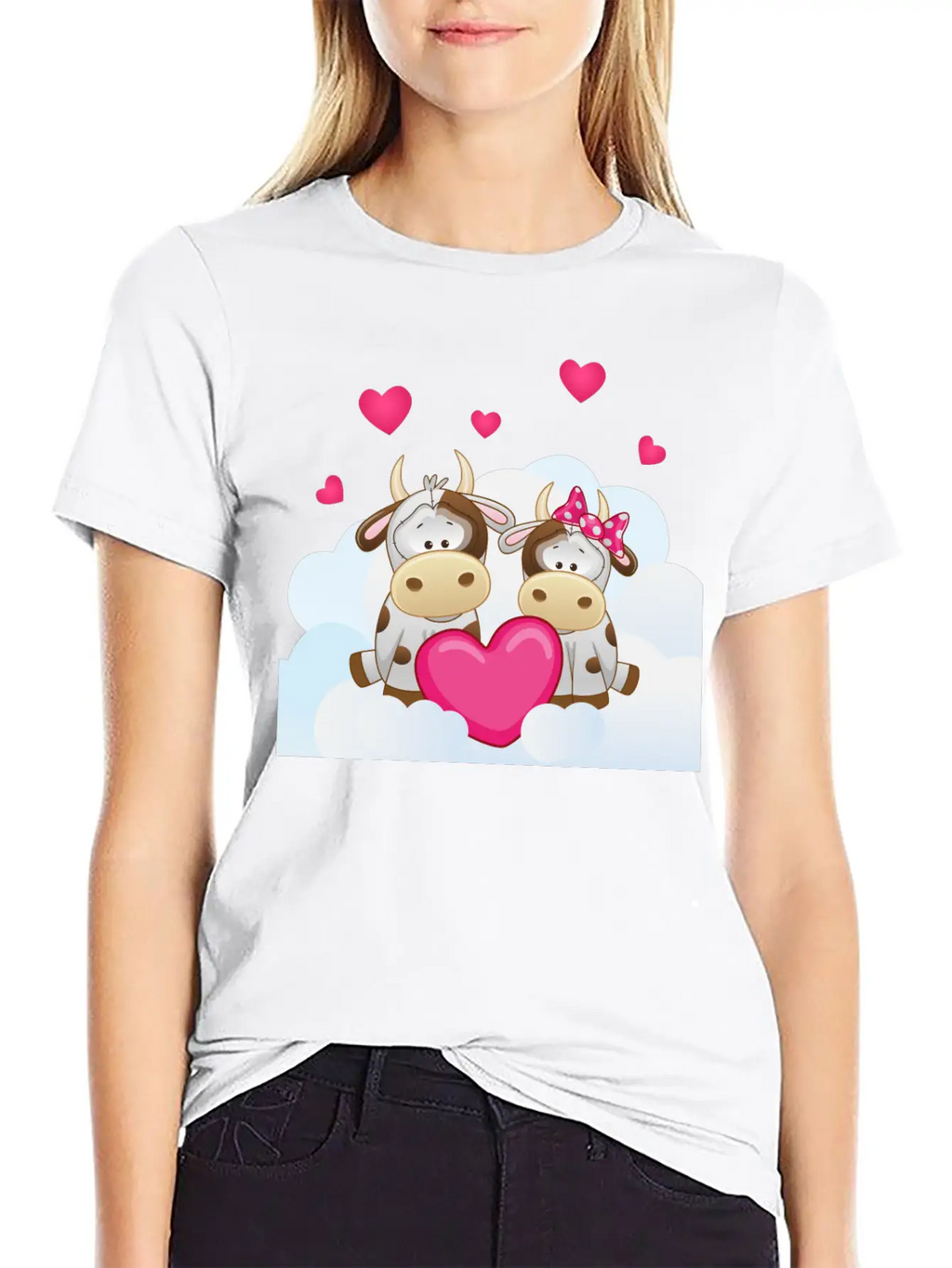 Bull Cow Love Cloud Heart Animals Breathable Soft Cotton T-Shirt – Timeless Casual Look
