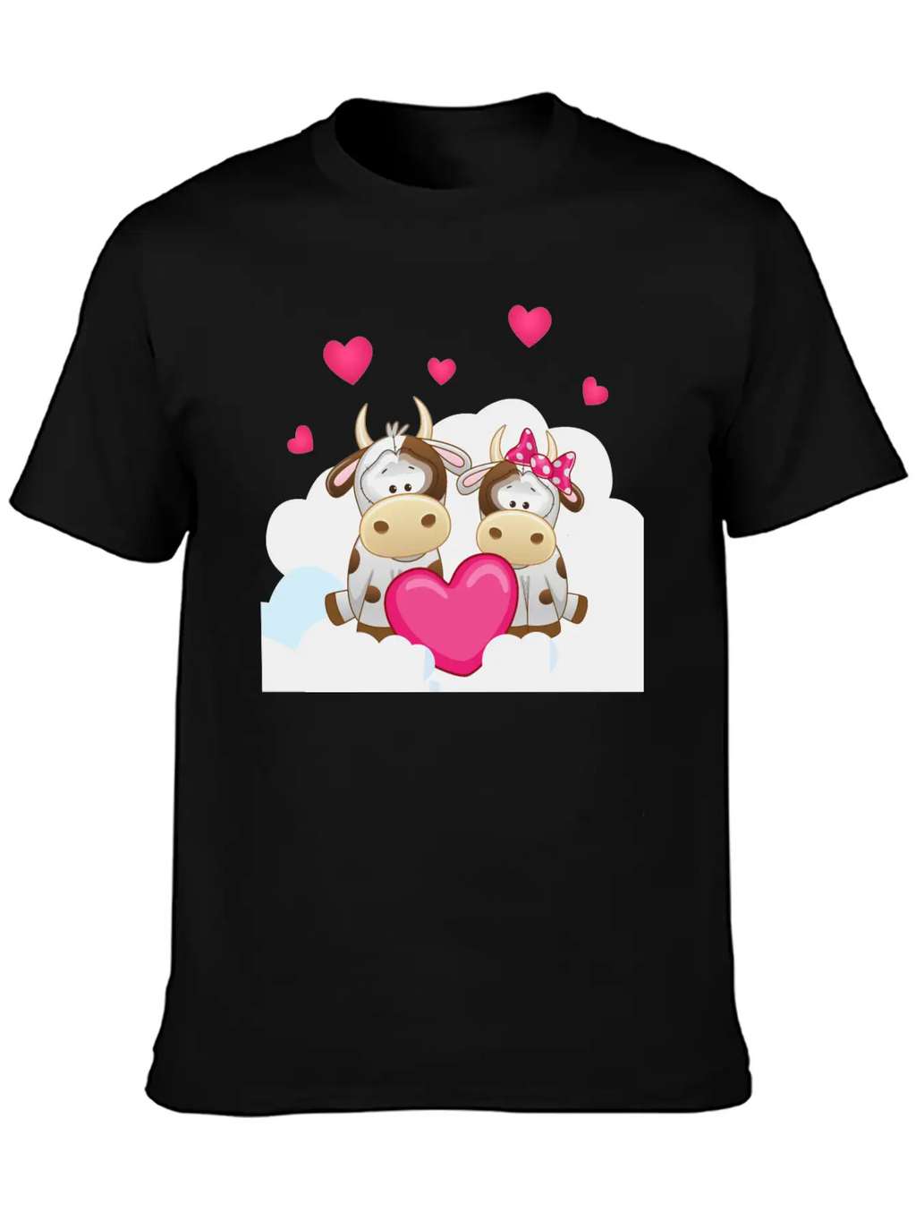Bull Cow Love Cloud Heart Animals Breathable Soft Cotton T-Shirt – Timeless Casual Look