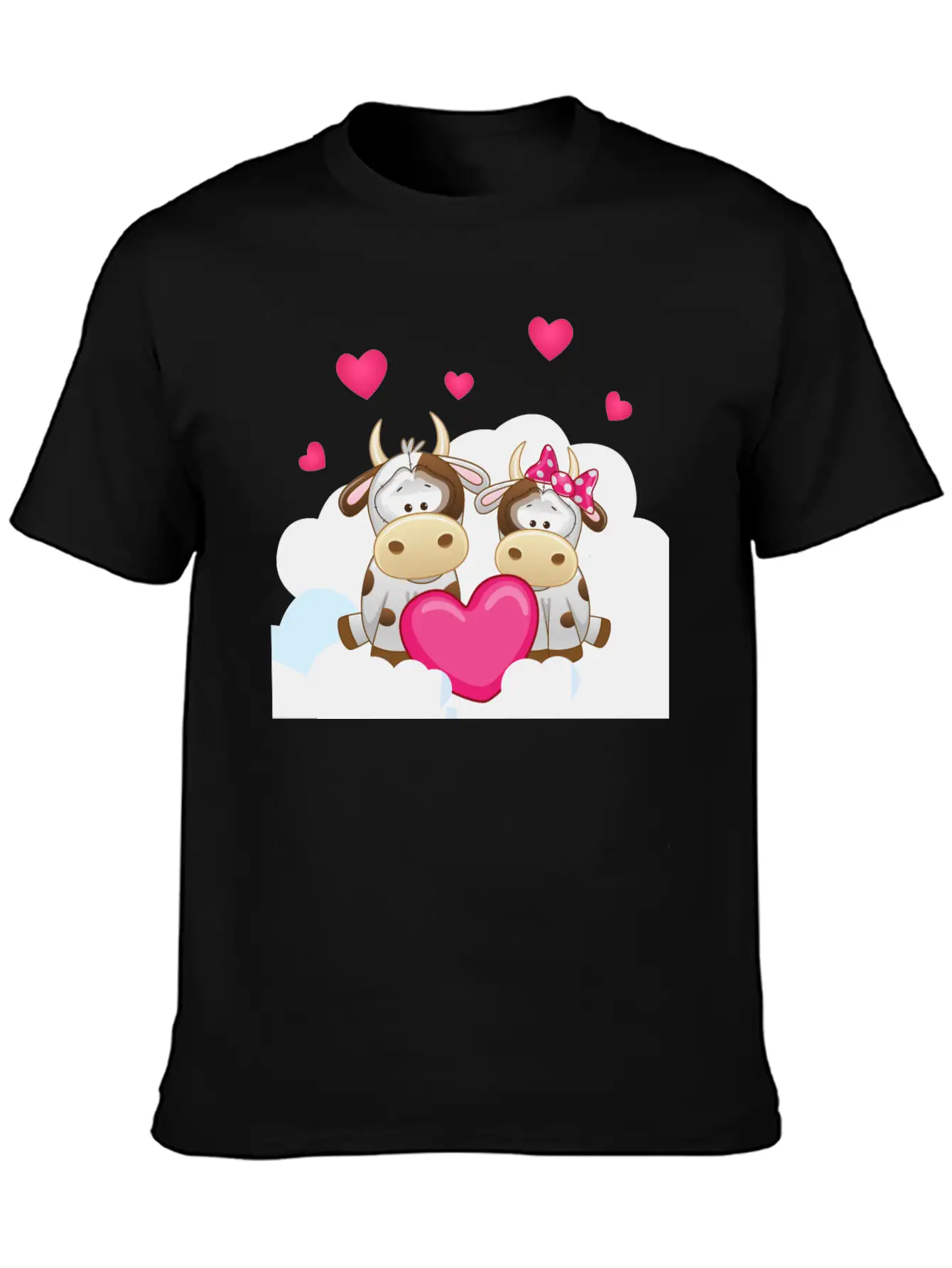 Bull Cow Love Cloud Heart Animals Breathable Soft Cotton T-Shirt – Timeless Casual Look