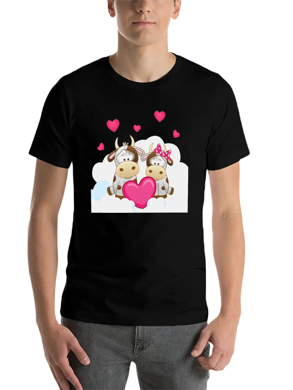 Bull Cow Love Cloud Heart Animals Breathable Soft Cotton T-Shirt – Timeless Casual Look