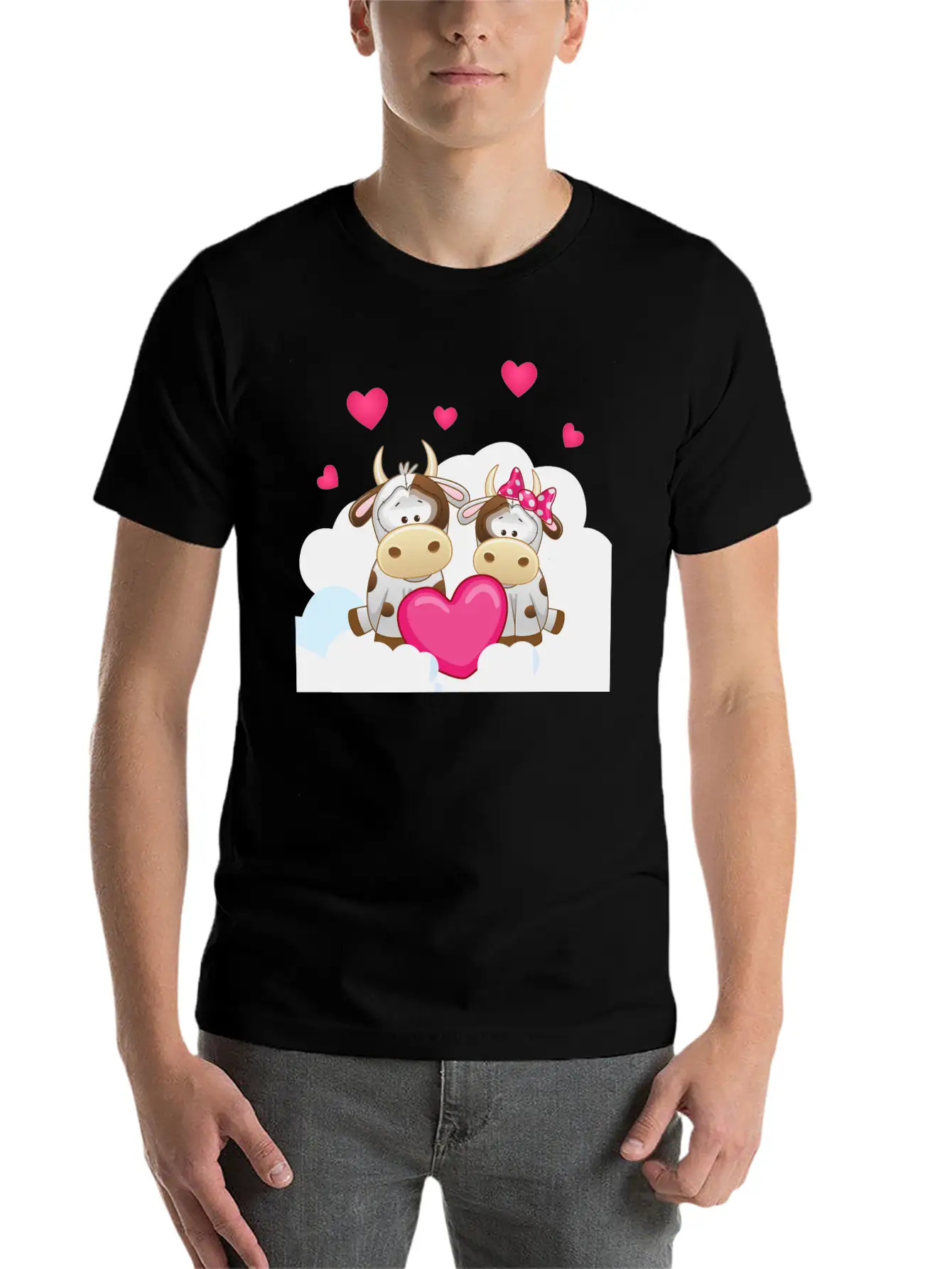 Bull Cow Love Cloud Heart Animals Breathable Soft Cotton T-Shirt – Timeless Casual Look