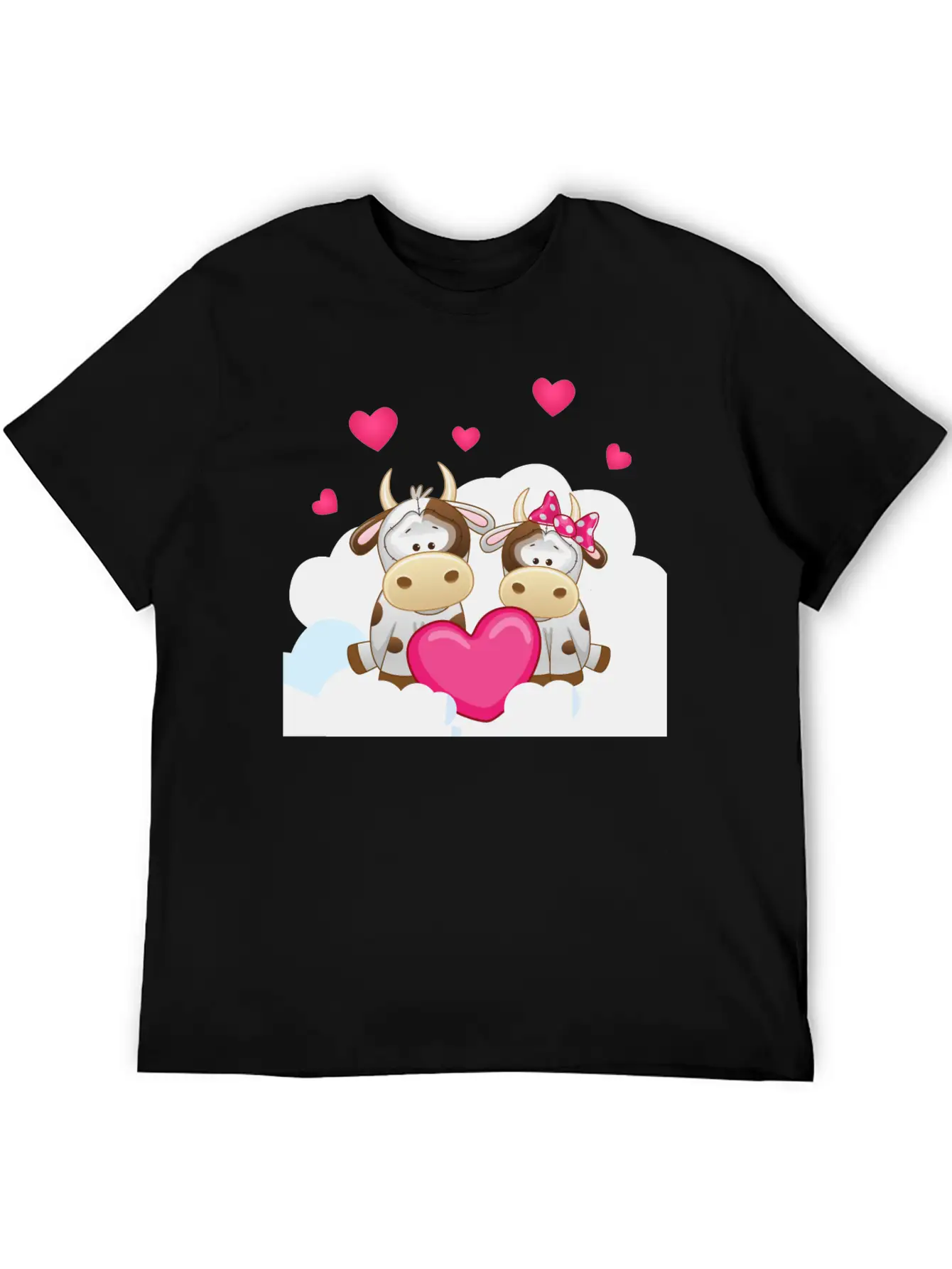 Bull Cow Love Cloud Heart Animals Breathable Soft Cotton T-Shirt – Timeless Casual Look
