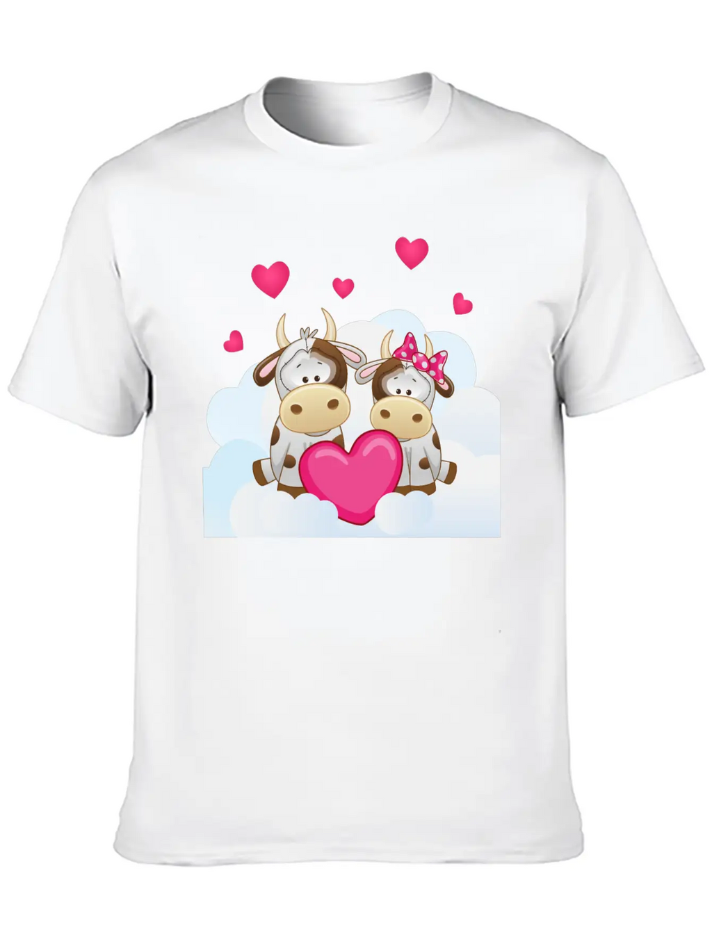 Bull Cow Love Cloud Heart Animals Breathable Soft Cotton T-Shirt – Timeless Casual Look
