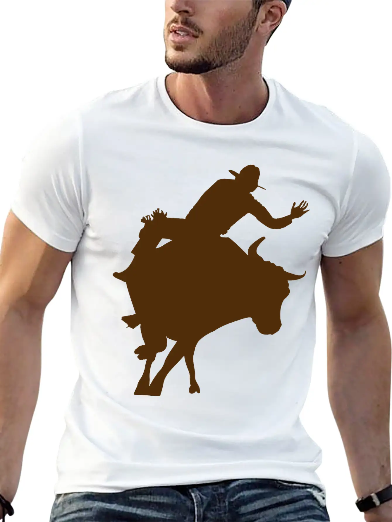 Bull Riding 2 Unisex Short Sleeve Soft Cotton T-Shirt – Casual Everyday Wear