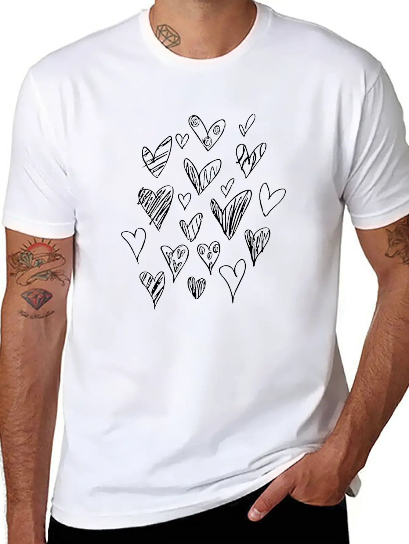 Bunch Of Hearts (White) Breathable Soft Cotton T-Shirt – Timeless Casual Look