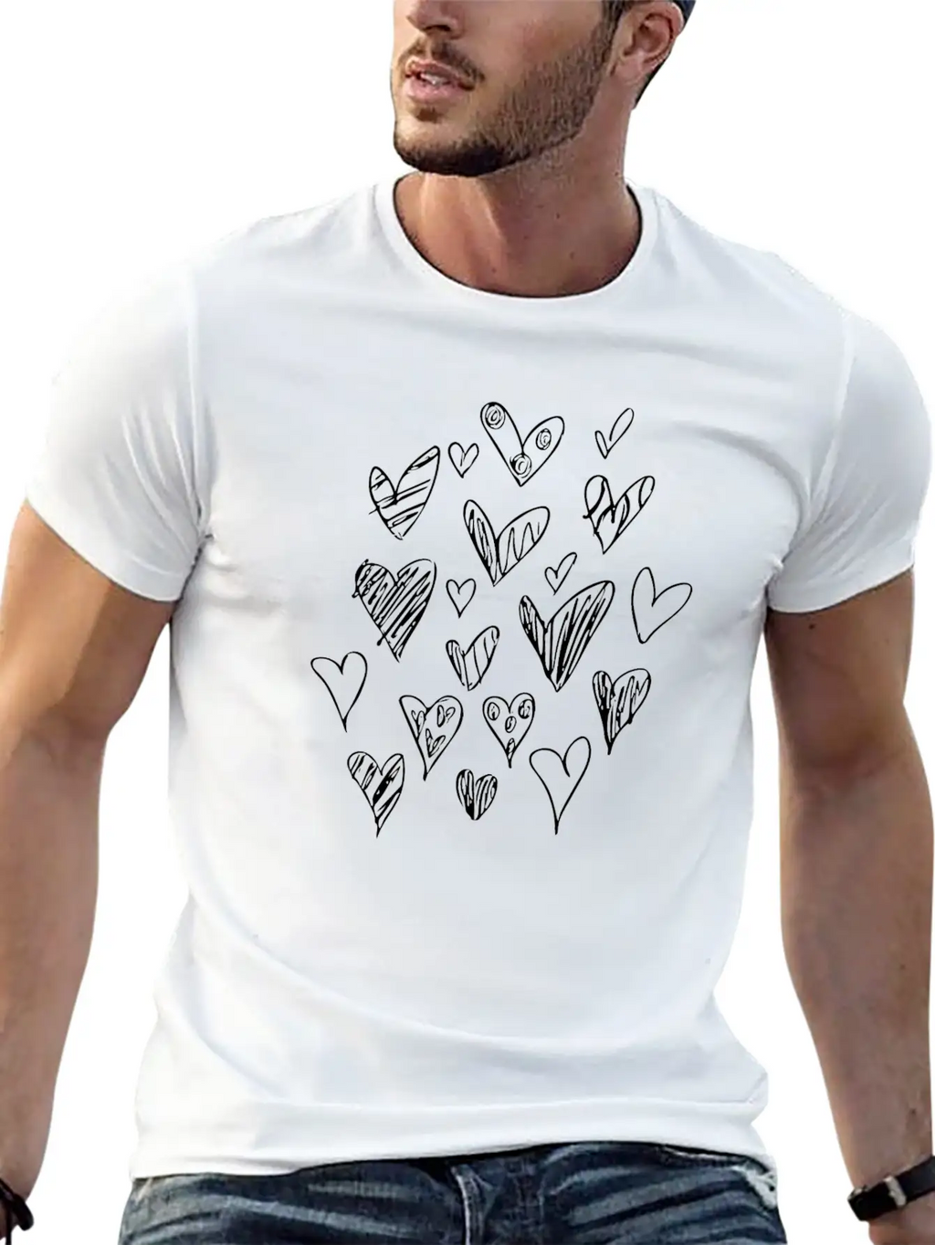 Bunch Of Hearts (White) Breathable Soft Cotton T-Shirt – Timeless Casual Look