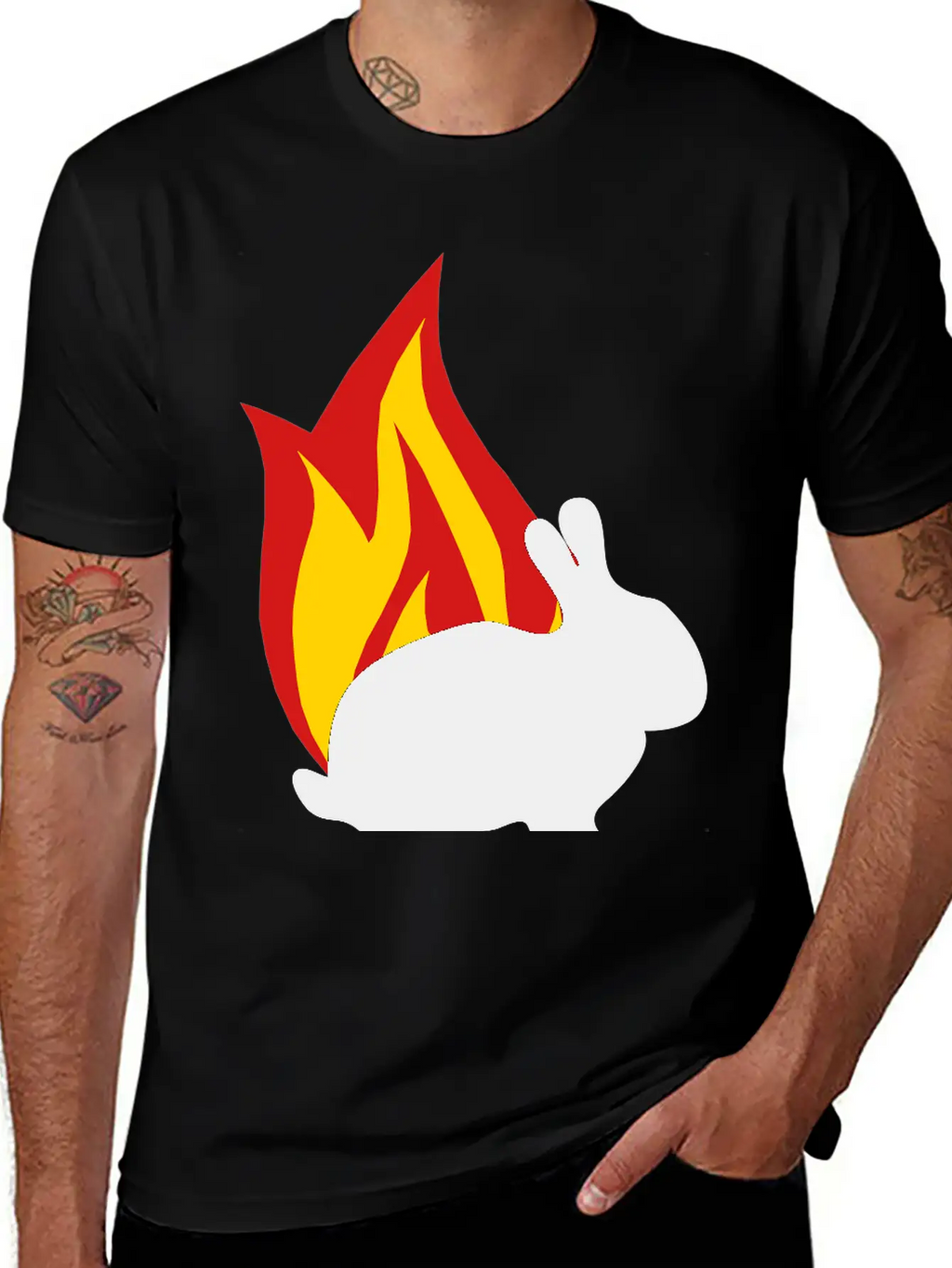 Bunny Flame Unisex Short Sleeve Soft Cotton T-Shirt – Casual Everyday Wear