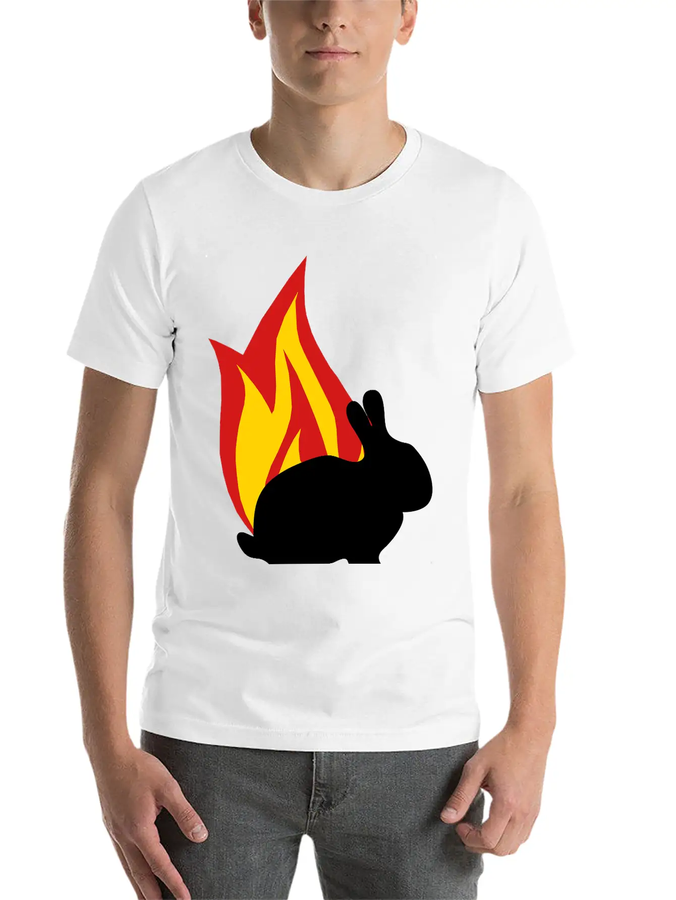 Bunny Flame Unisex Short Sleeve Soft Cotton T-Shirt – Casual Everyday Wear