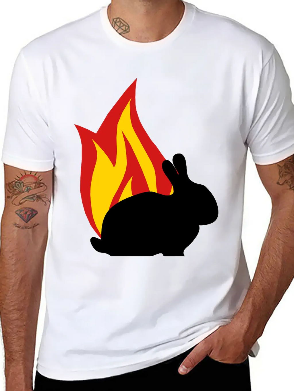Bunny Flame Unisex Short Sleeve Soft Cotton T-Shirt – Casual Everyday Wear