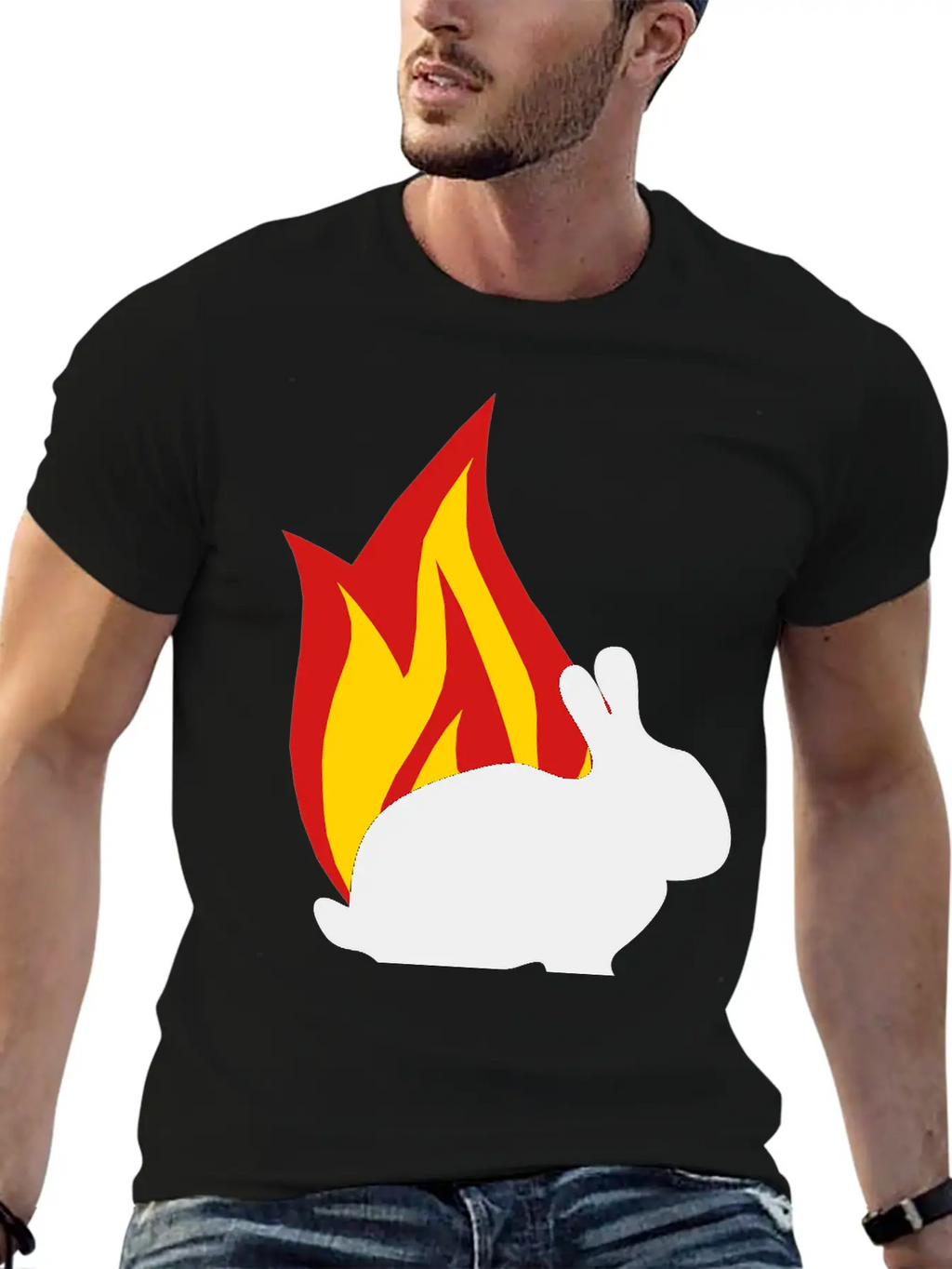 Bunny Flame Unisex Short Sleeve Soft Cotton T-Shirt – Casual Everyday Wear