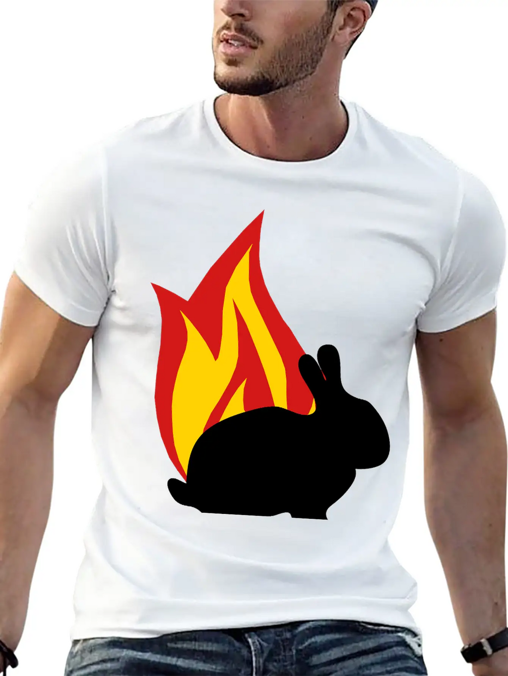 Bunny Flame Unisex Short Sleeve Soft Cotton T-Shirt – Casual Everyday Wear