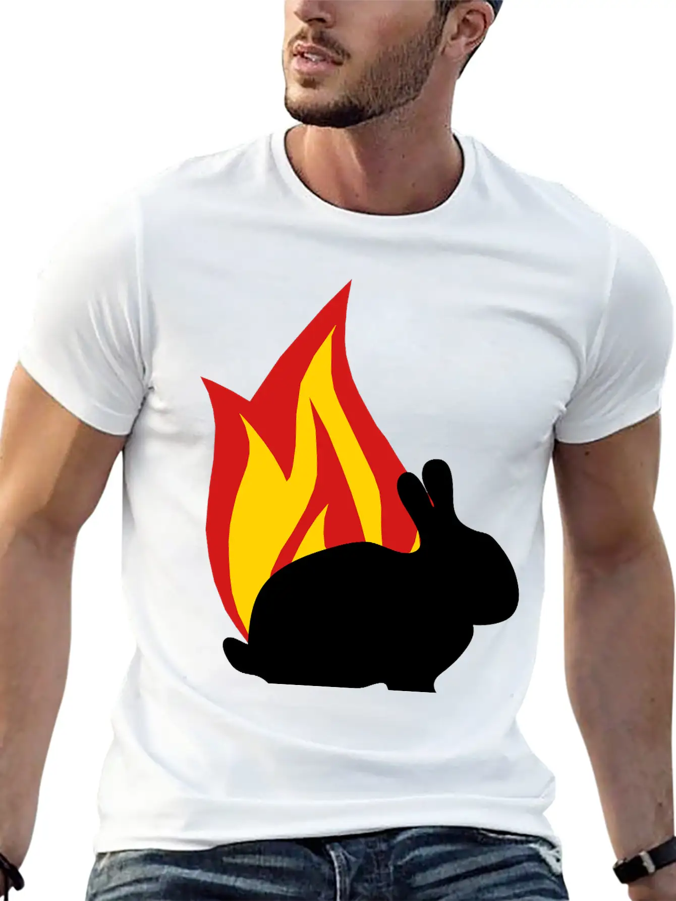 Bunny Flame Unisex Short Sleeve Soft Cotton T-Shirt – Casual Everyday Wear