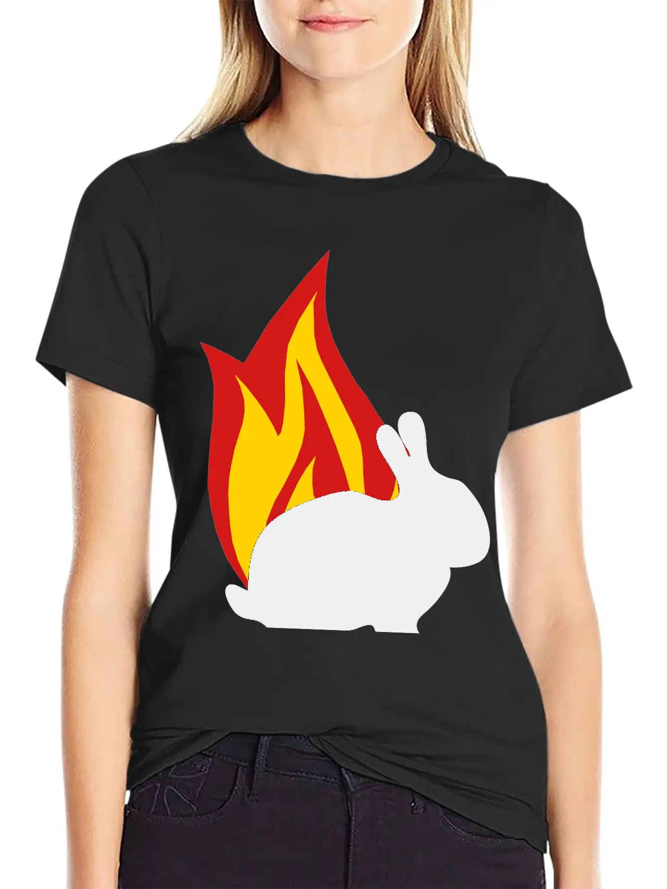 Bunny Flame Unisex Short Sleeve Soft Cotton T-Shirt – Casual Everyday Wear
