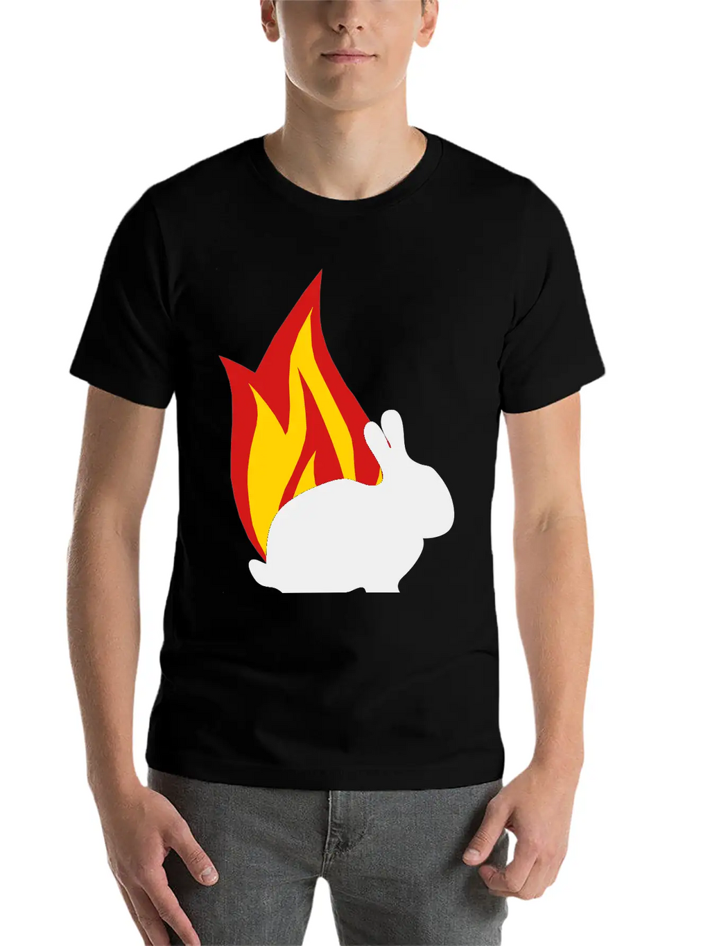 Bunny Flame Unisex Short Sleeve Soft Cotton T-Shirt – Casual Everyday Wear