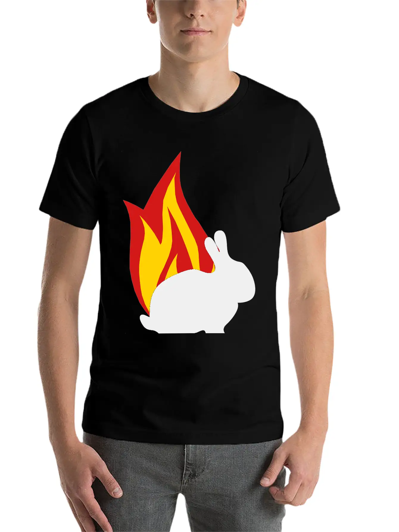 Bunny Flame Unisex Short Sleeve Soft Cotton T-Shirt – Casual Everyday Wear