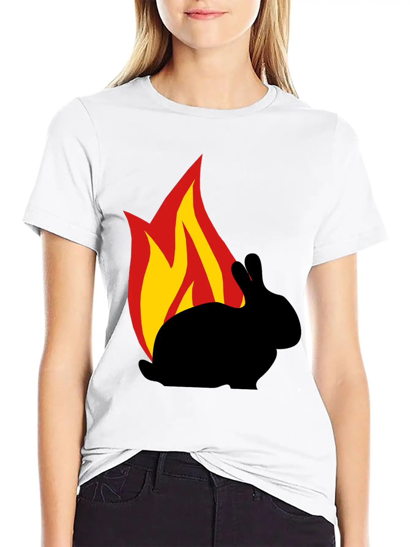 Bunny Flame Unisex Short Sleeve Soft Cotton T-Shirt – Casual Everyday Wear
