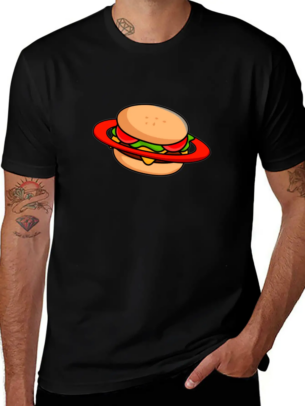 Burger Galaxy Unisex Short Sleeve Soft Cotton T-Shirt – Casual Everyday Wear