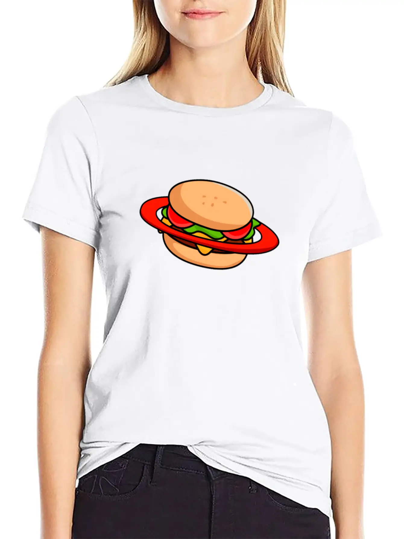 Burger Galaxy Unisex Short Sleeve Soft Cotton T-Shirt – Casual Everyday Wear