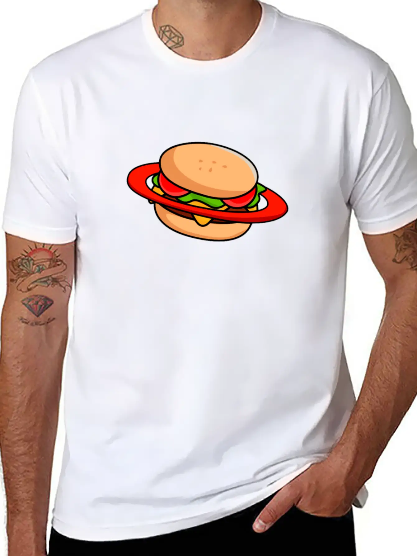 Burger Galaxy Unisex Short Sleeve Soft Cotton T-Shirt – Casual Everyday Wear
