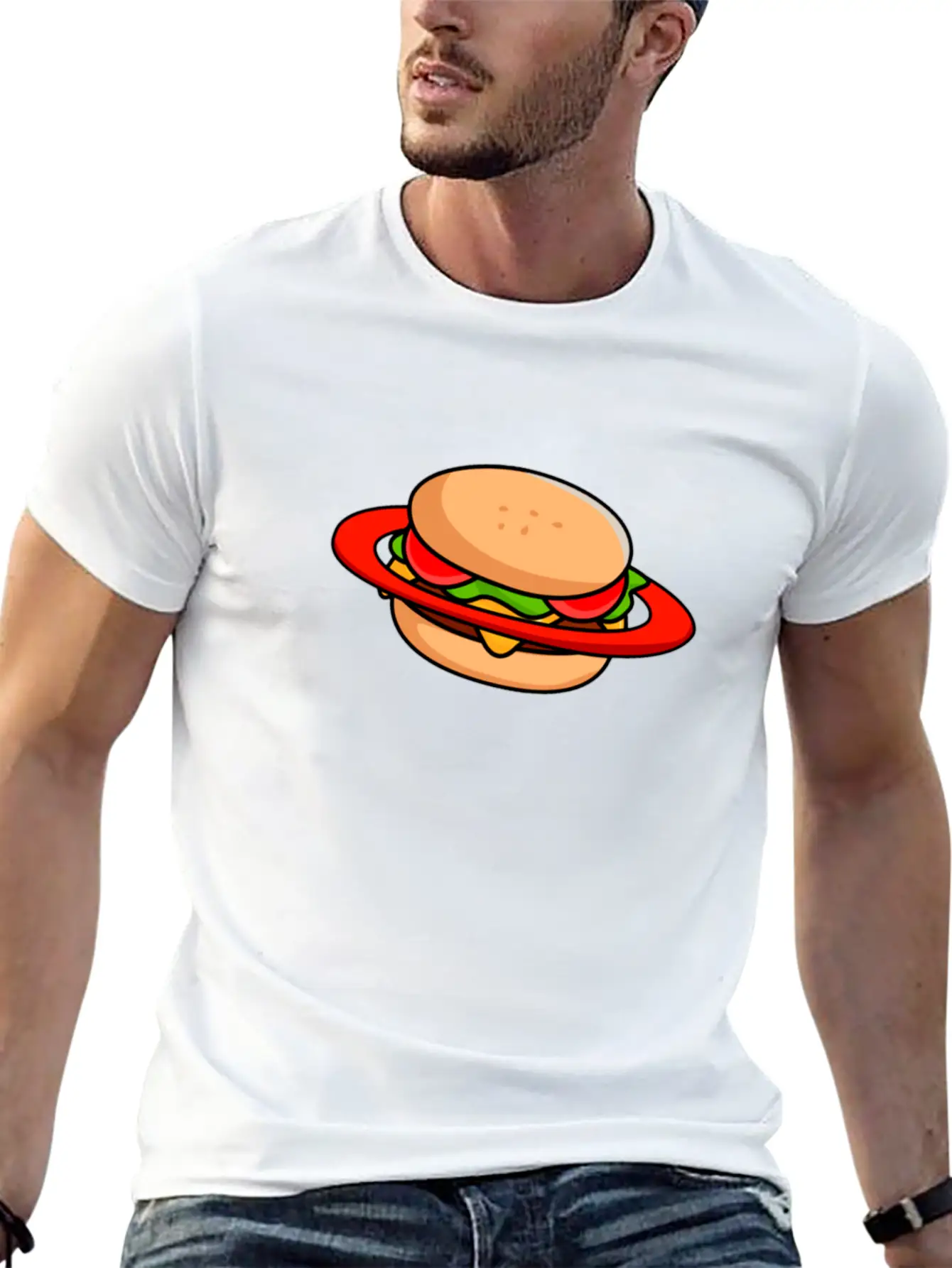 Burger Galaxy Unisex Short Sleeve Soft Cotton T-Shirt – Casual Everyday Wear