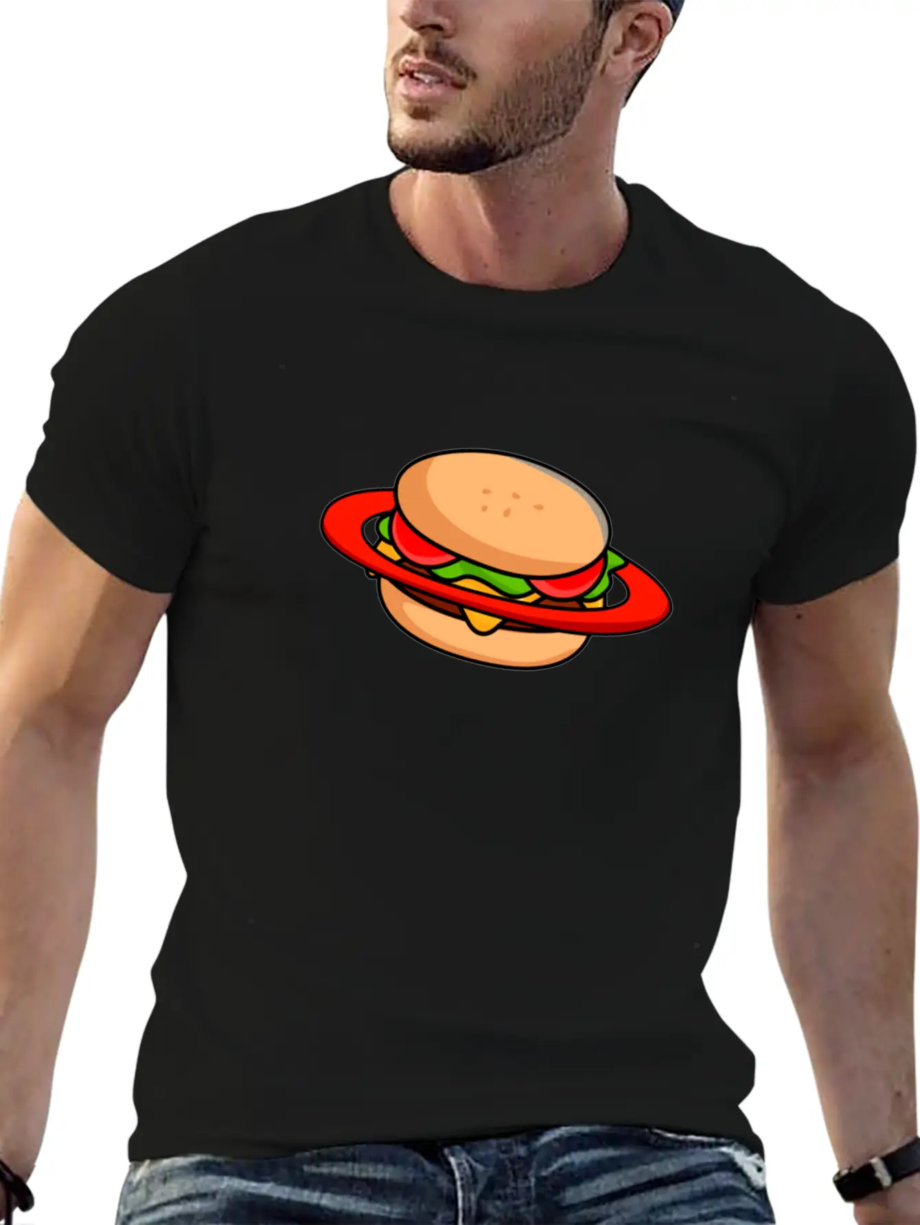 Burger Galaxy Unisex Short Sleeve Soft Cotton T-Shirt – Casual Everyday Wear