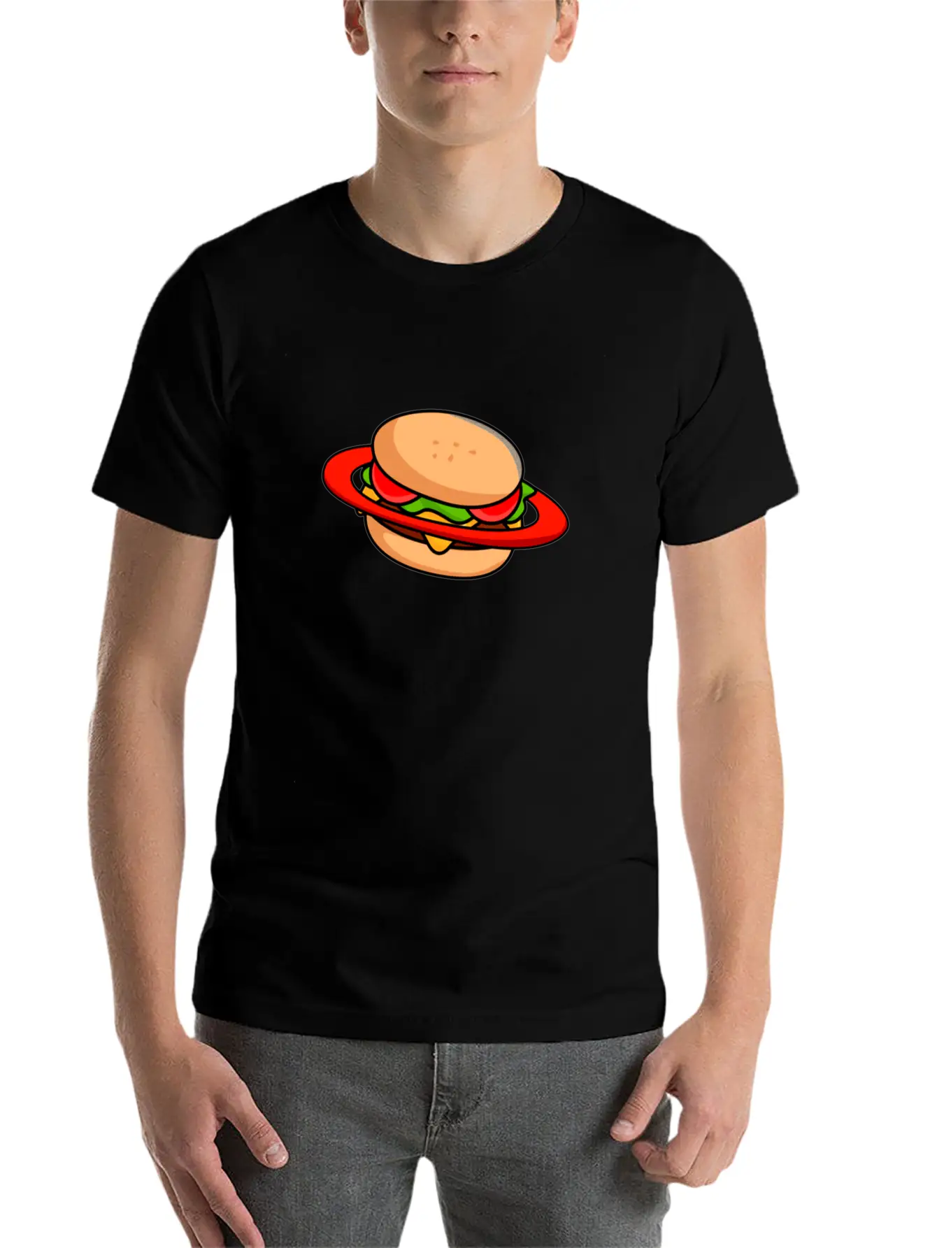 Burger Galaxy Unisex Short Sleeve Soft Cotton T-Shirt – Casual Everyday Wear