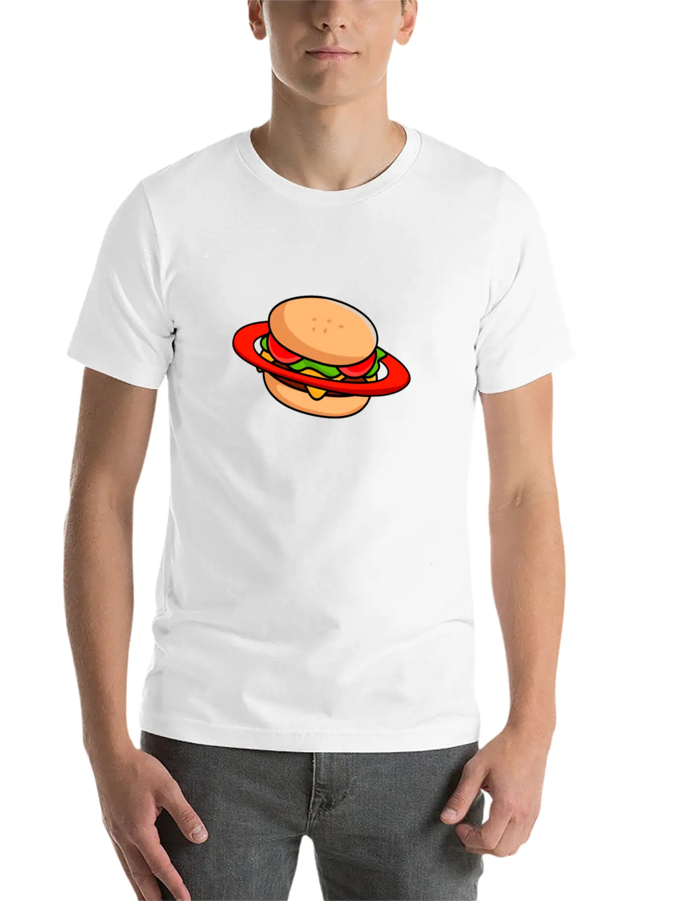 Burger Galaxy Unisex Short Sleeve Soft Cotton T-Shirt – Casual Everyday Wear