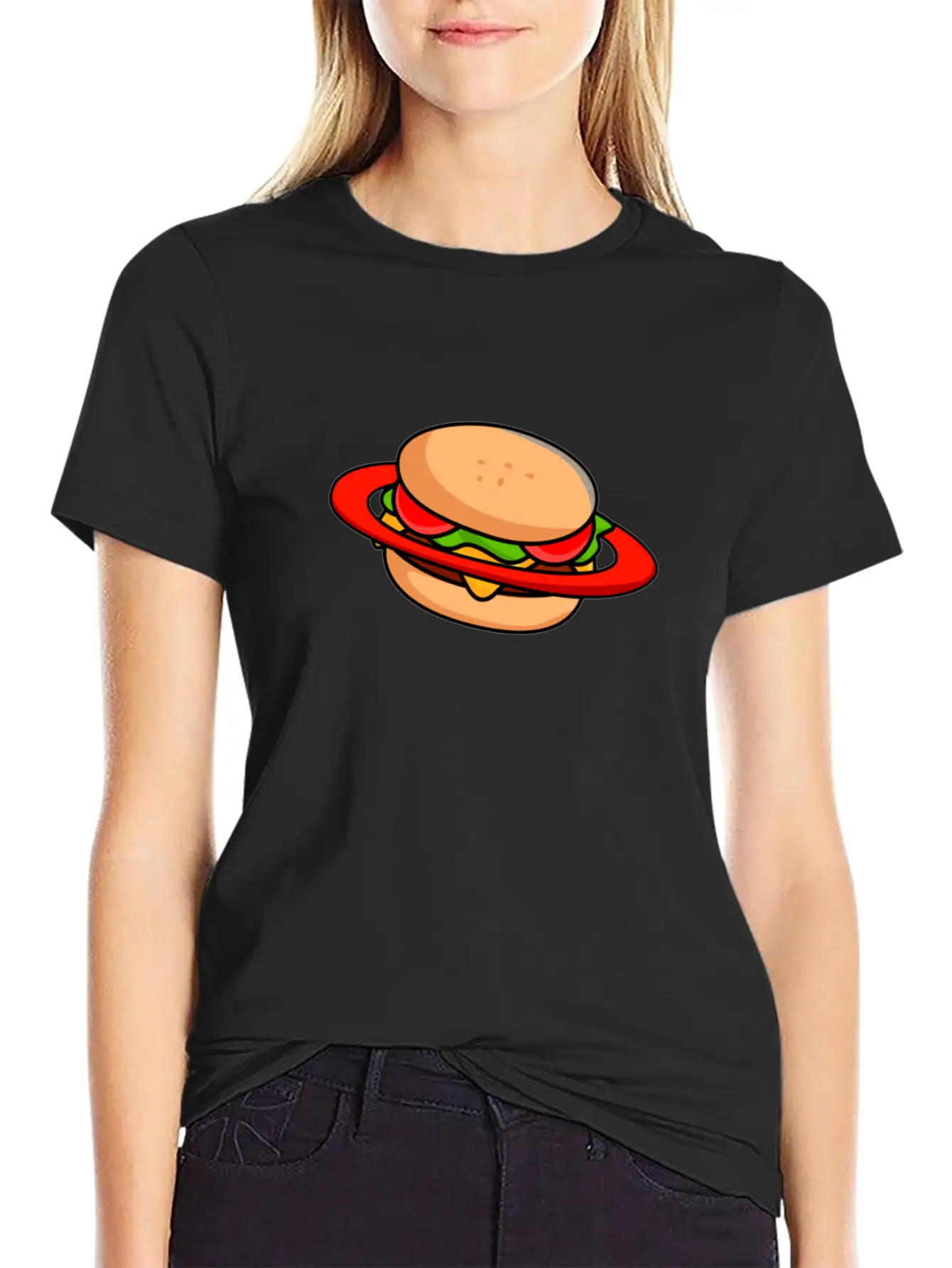 Burger Galaxy Unisex Short Sleeve Soft Cotton T-Shirt – Casual Everyday Wear