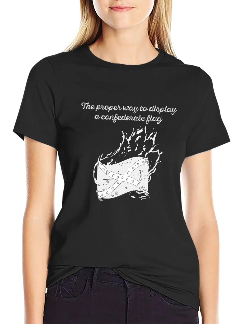 Burn The Confederate Flag Essential Cotton Tee For Daily Outfits – Unisex Style