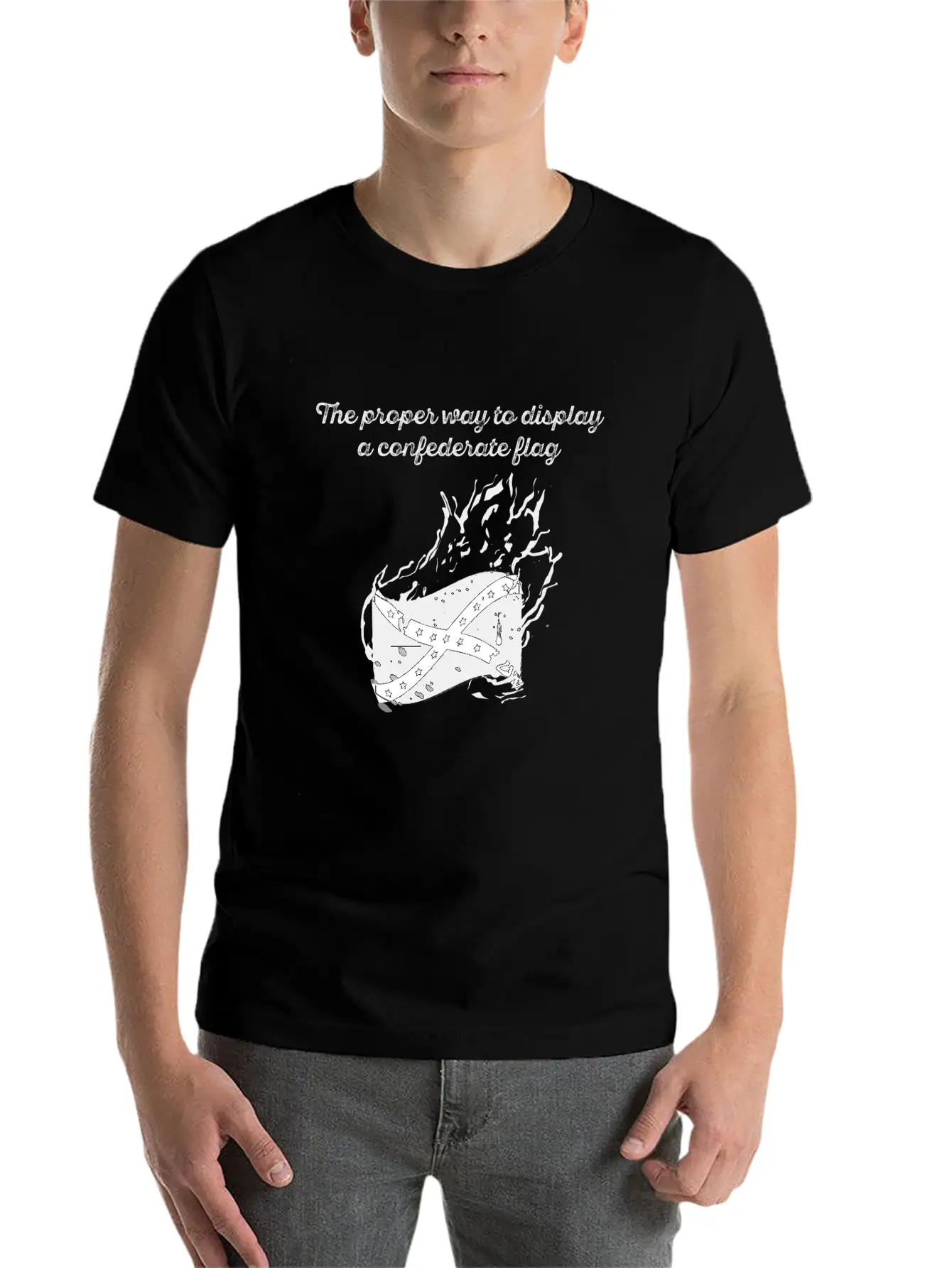 Burn The Confederate Flag Essential Cotton Tee For Daily Outfits – Unisex Style