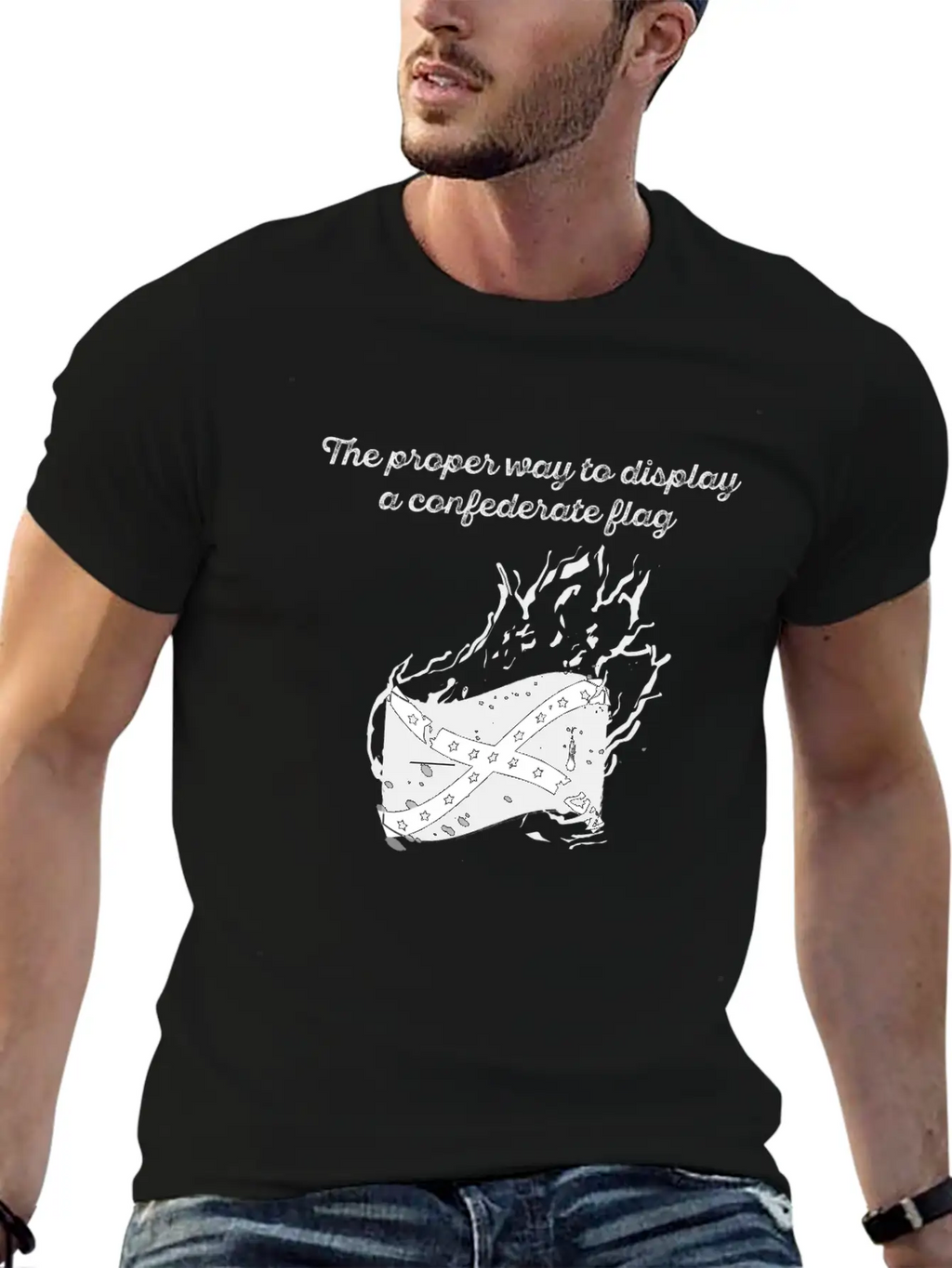 Burn The Confederate Flag Essential Cotton Tee For Daily Outfits – Unisex Style