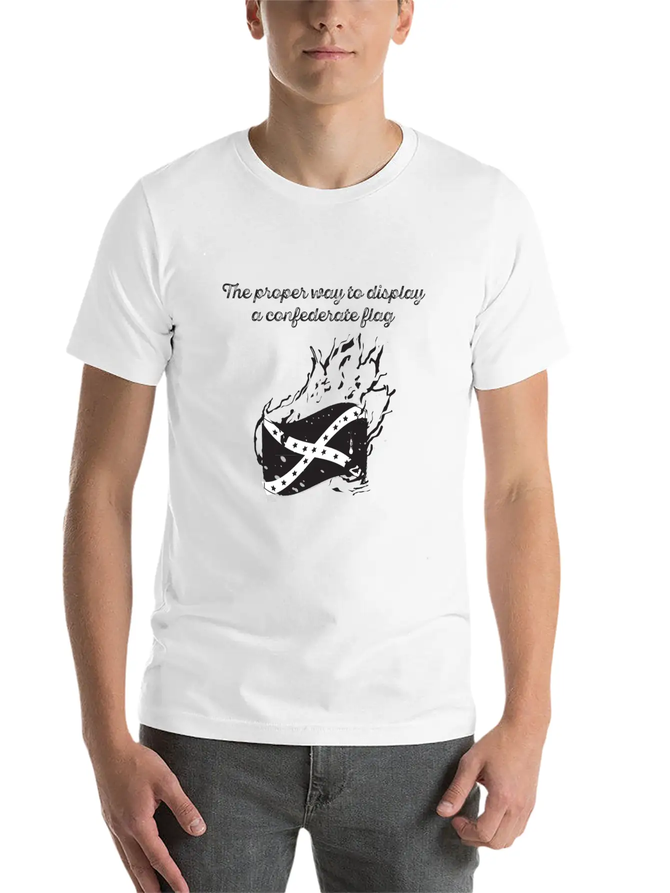 Burn The Confederate Flag Essential Cotton Tee For Daily Outfits – Unisex Style