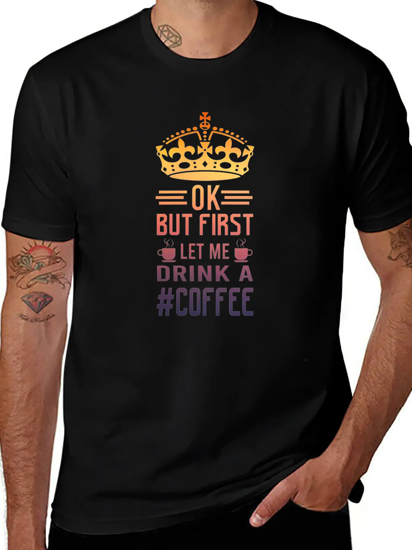 But First Let Me Drink A Coffee Funny Meme Saying Casual Graphic T-Shirt – Simple And Comfortable Daily Wear