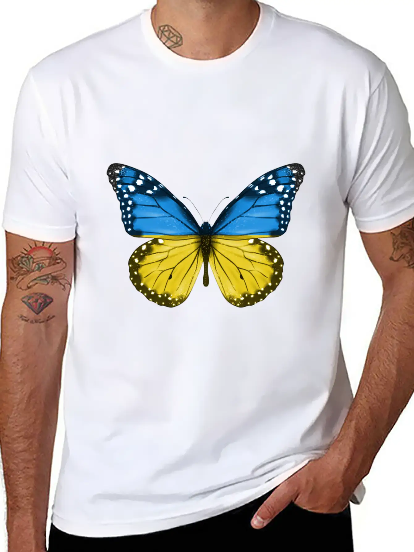Butterfly Flag Of Ukraine Unisex Casual T-Shirt – Clean Design For Daily Comfort