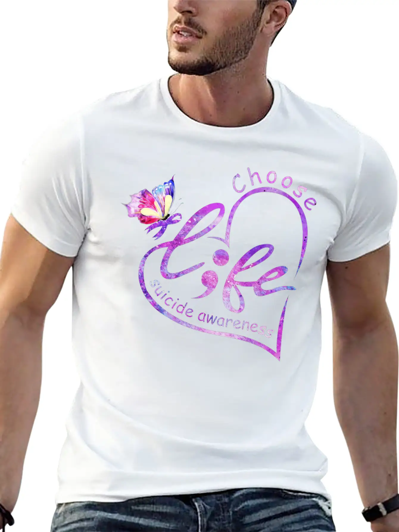 Butterfly Heart Suicide Prevention Awareness Unisex Casual T-Shirt – Clean Design For Daily Comfort