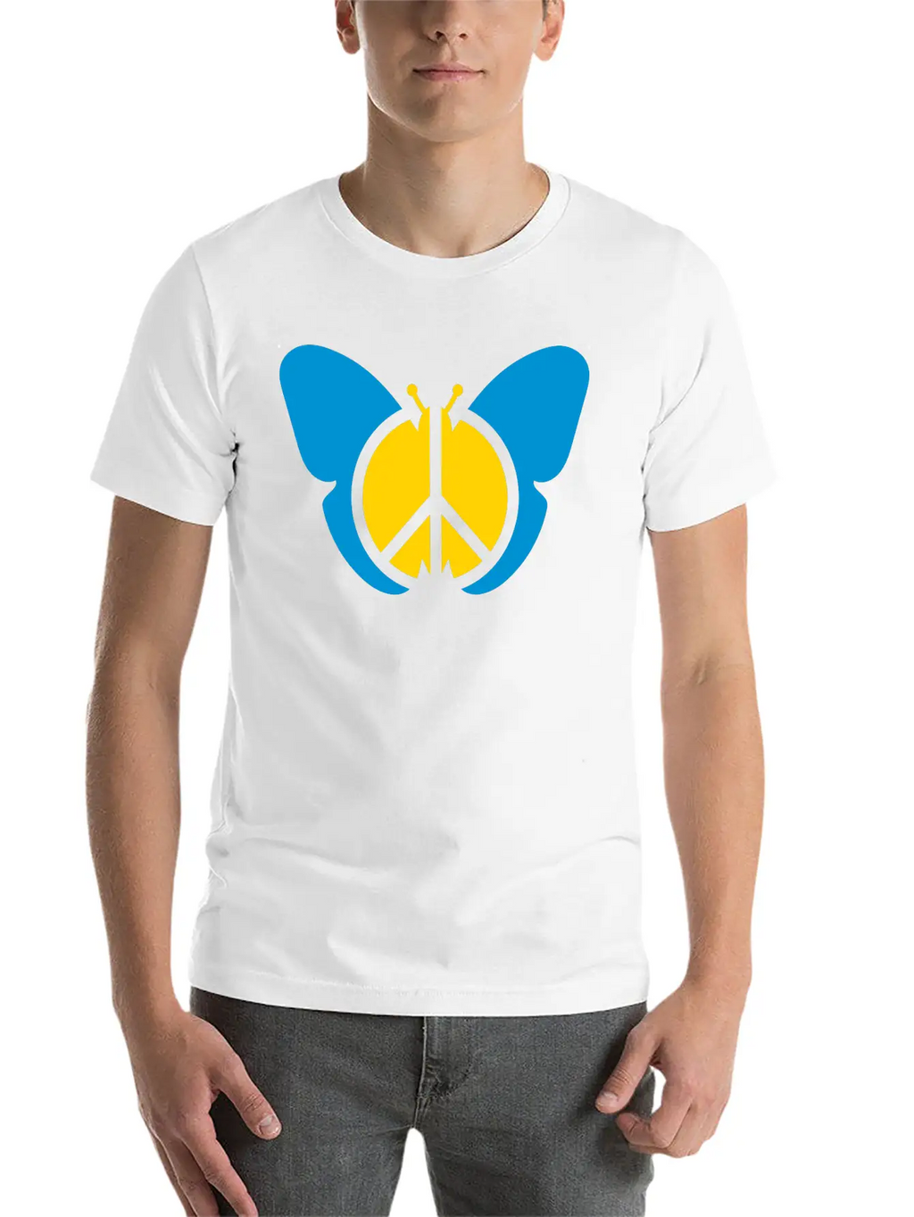 Butterfly Peace Sign Symbol Hippie Peace Love Silh Stylish Everyday T-Shirt – Unisex Basic Cotton Tee
